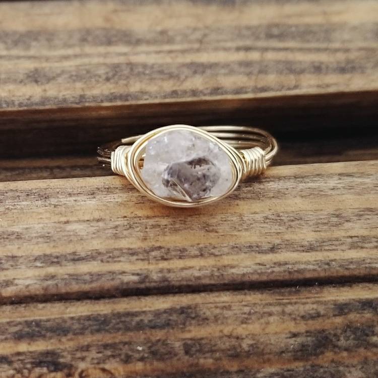 Herkimer Diamond Wire Wrapped Ring
