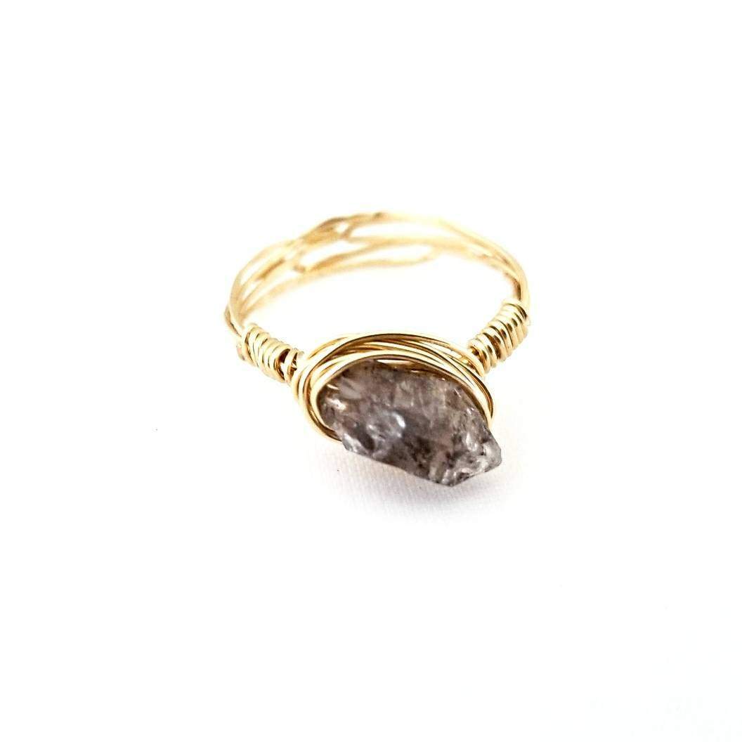 Herkimer Diamond Wire Wrapped Ring