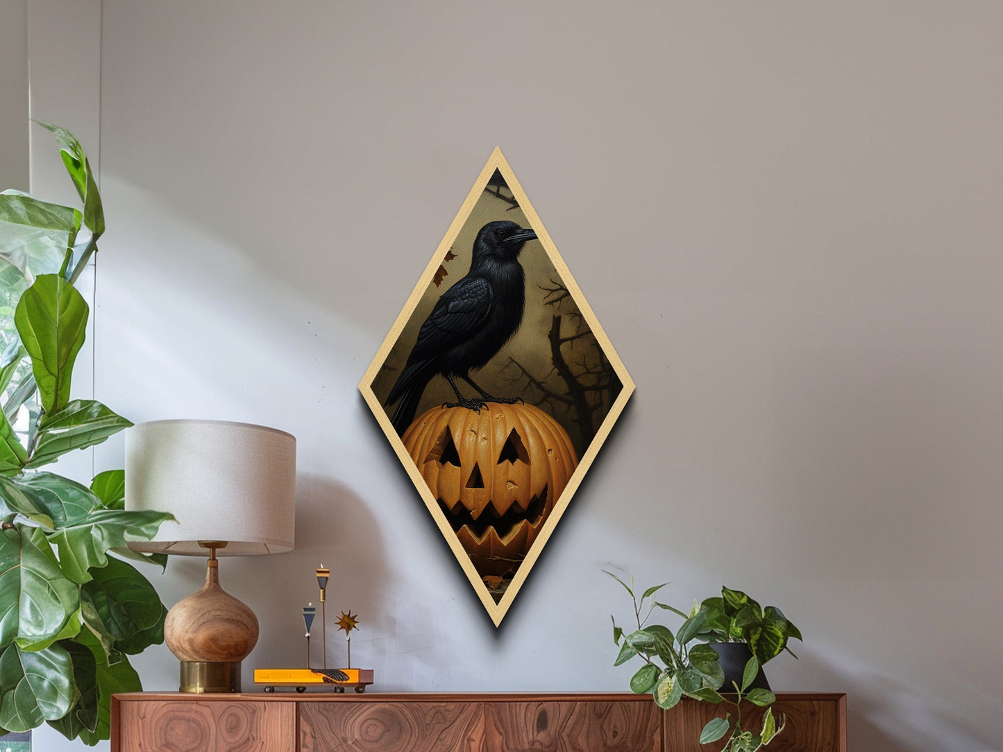 "Nevermore Pumpkin" Diamond Shaped Wall Art