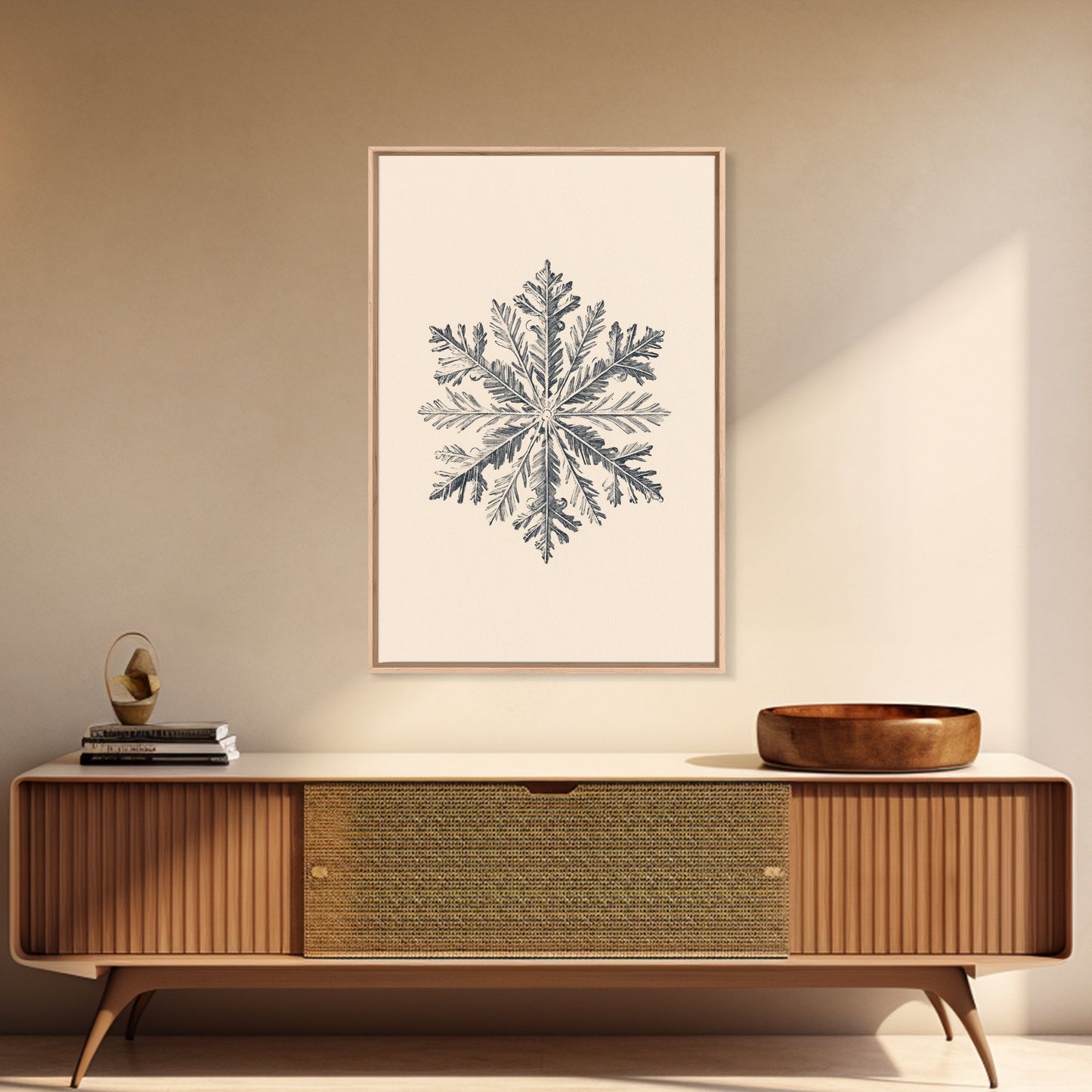 Snowflake Canvas Print - Framed Canvas - Minimalist Christmas Art - Boho Christmas Art - Rustic Christmas Art - Winter Decor - Winter Art