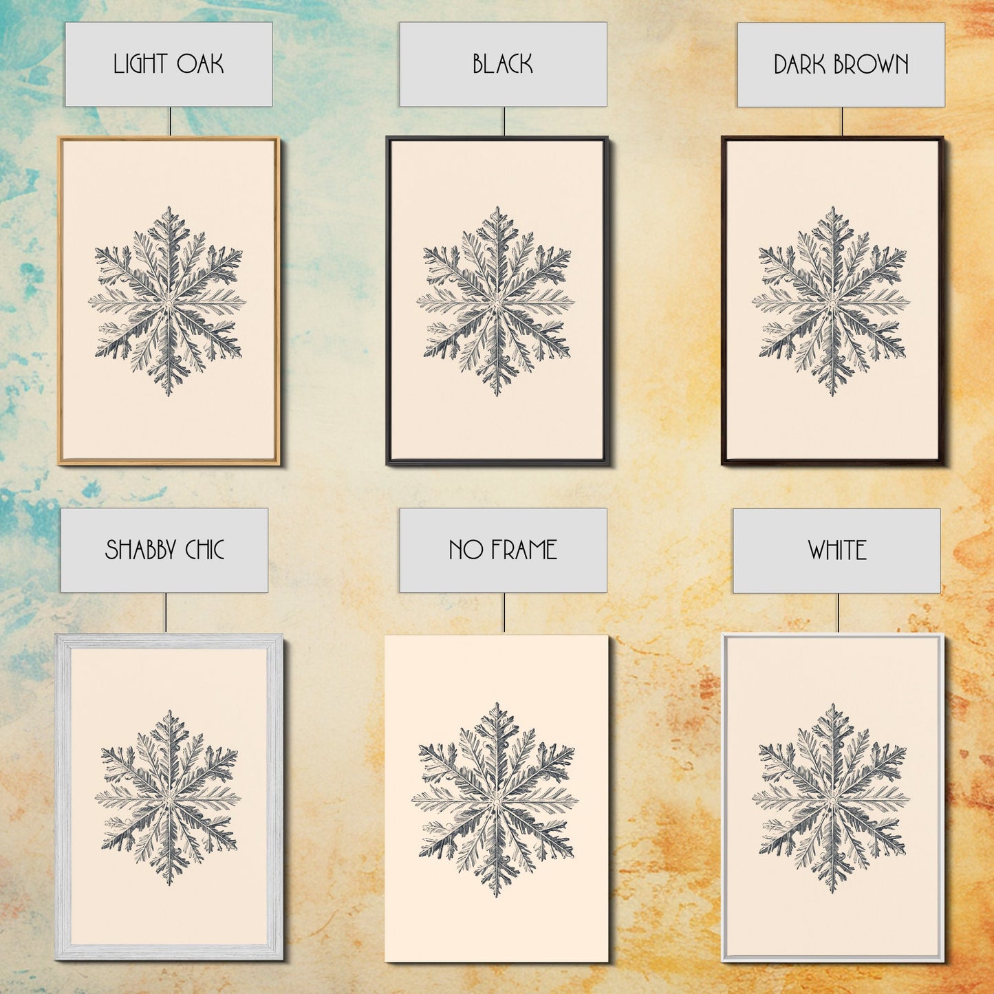 Snowflake Canvas Print - Framed Canvas - Minimalist Christmas Art - Boho Christmas Art - Rustic Christmas Art - Winter Decor - Winter Art