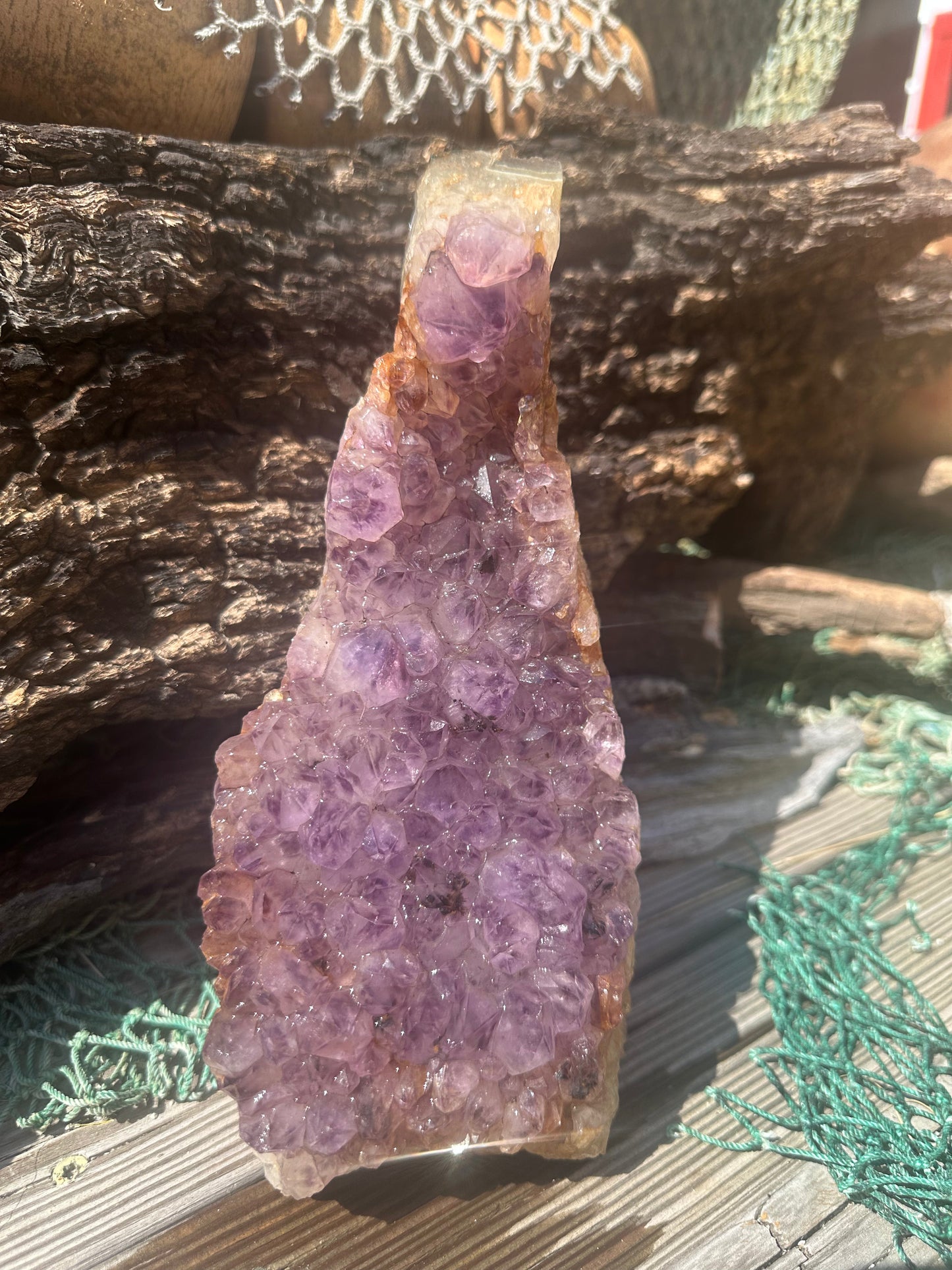 Natural Amethyst Cluster Crystal Specimen-Raw Purple Quartz Geode  (9x3.4x3.8)