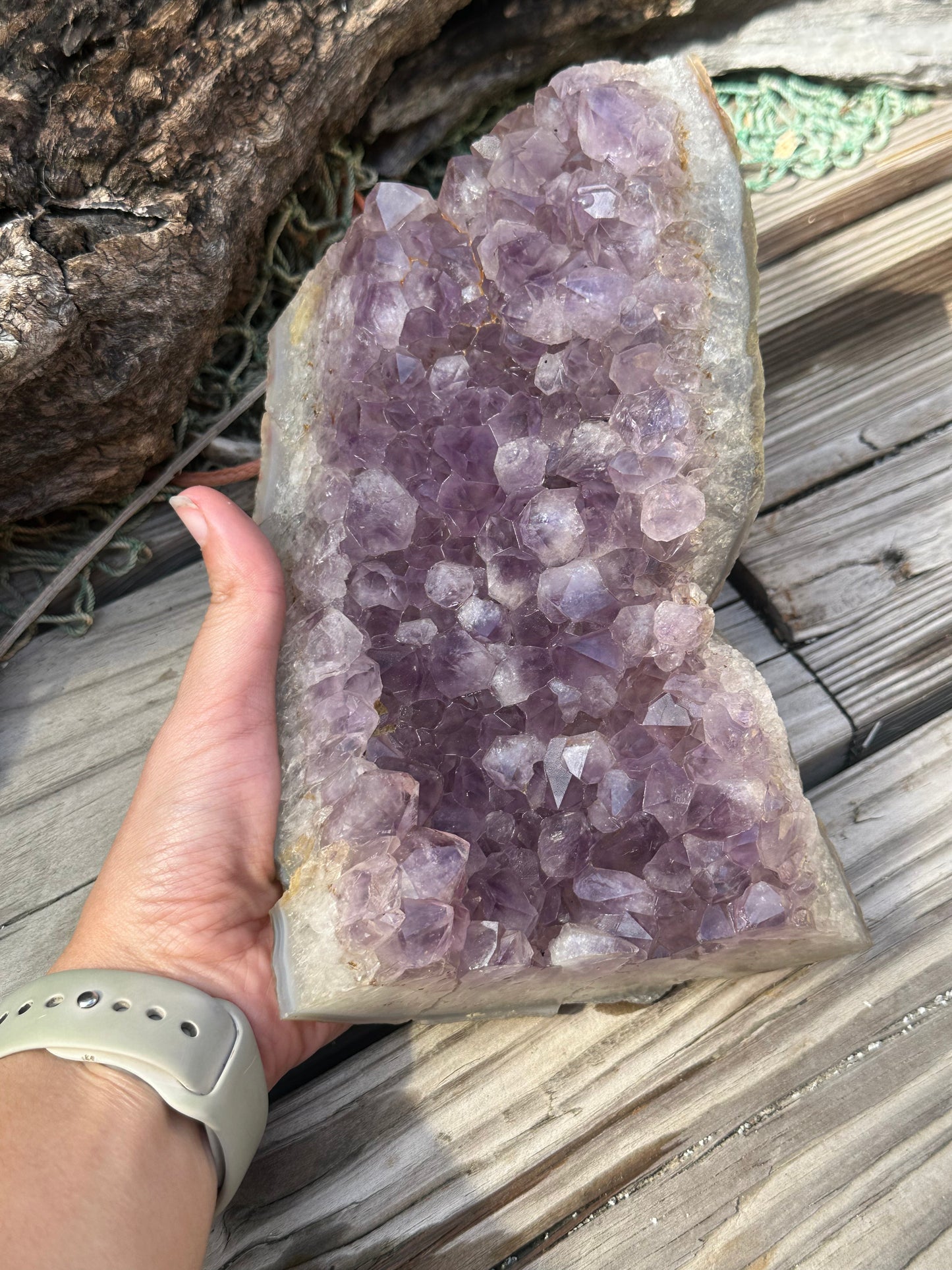 Natural Amethyst Cluster Crystal Specimen-Raw Purple Quartz Geode  (7.9x4.7x2.3)