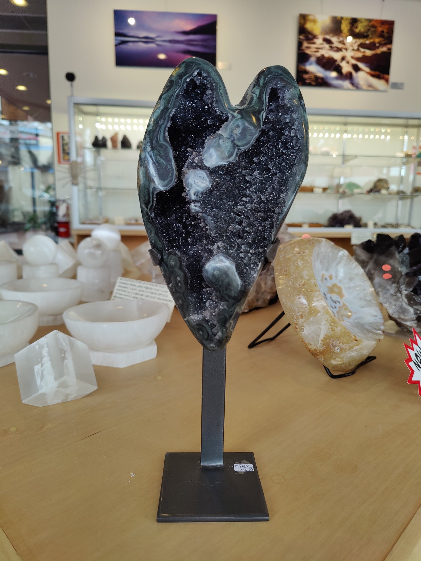 Amethyst Heart Shaped Geode with Wrought Iron Display Stand