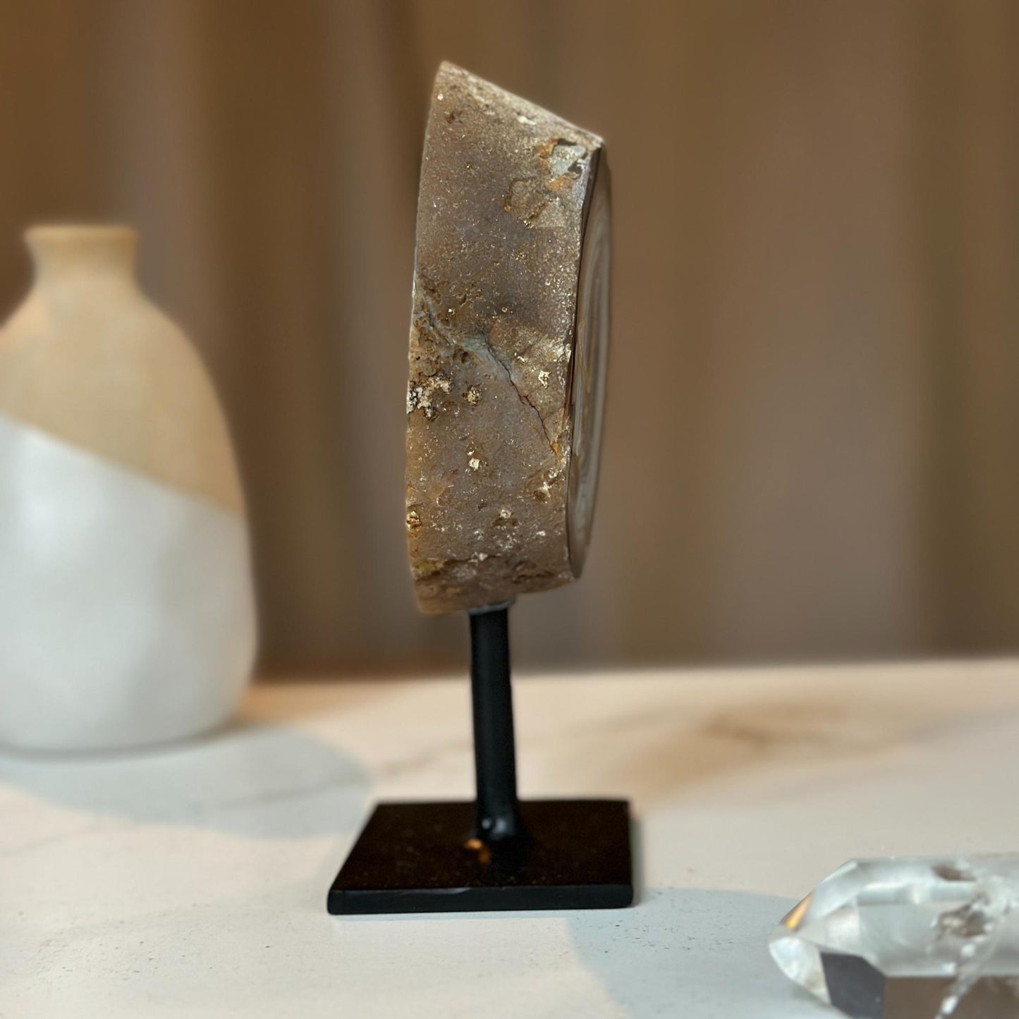 Agate Stone, metal stand included - (Uruguay) Ethically Sourced