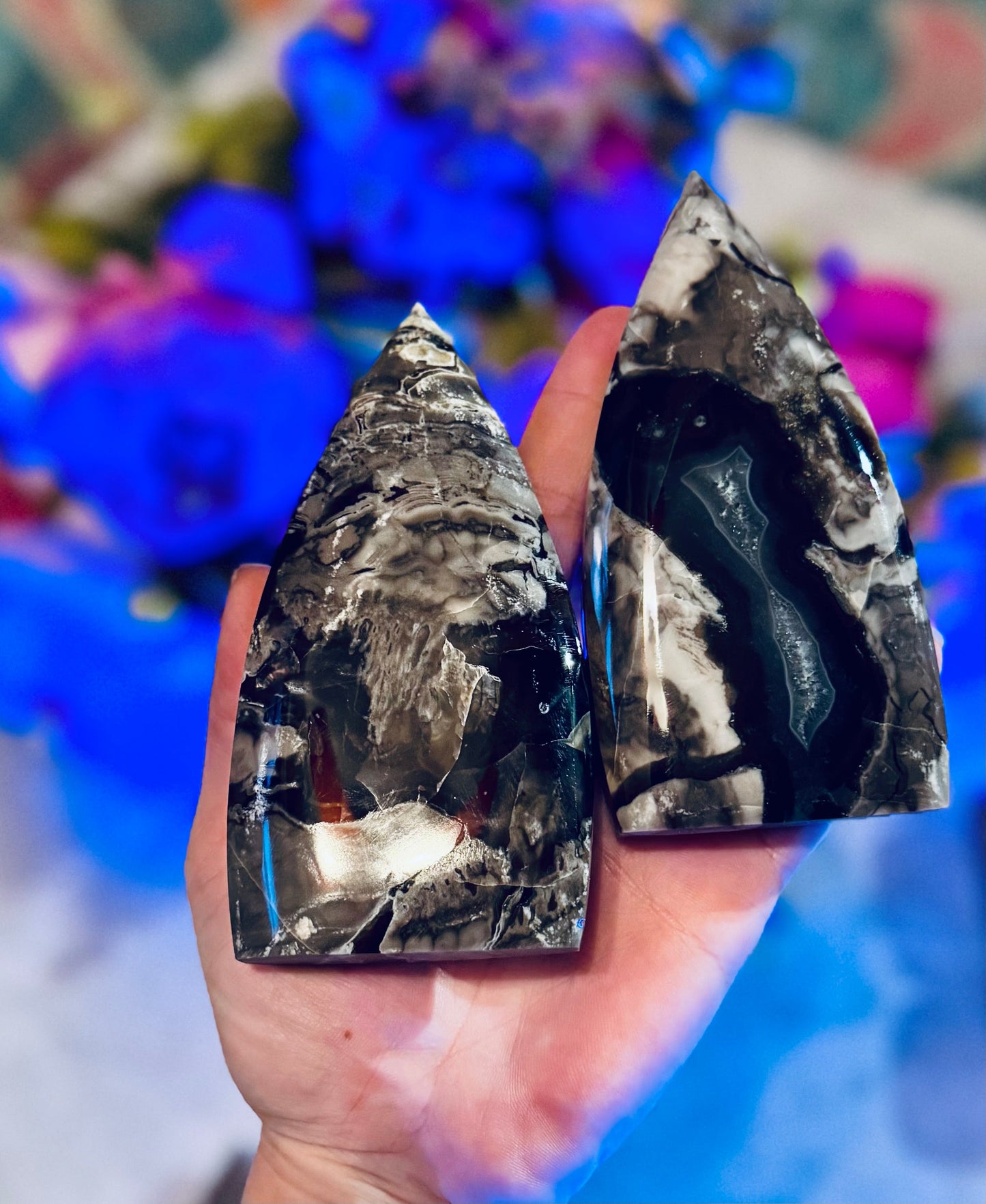 Volcano Agate Teardrop Freeform, UV Fluorescent