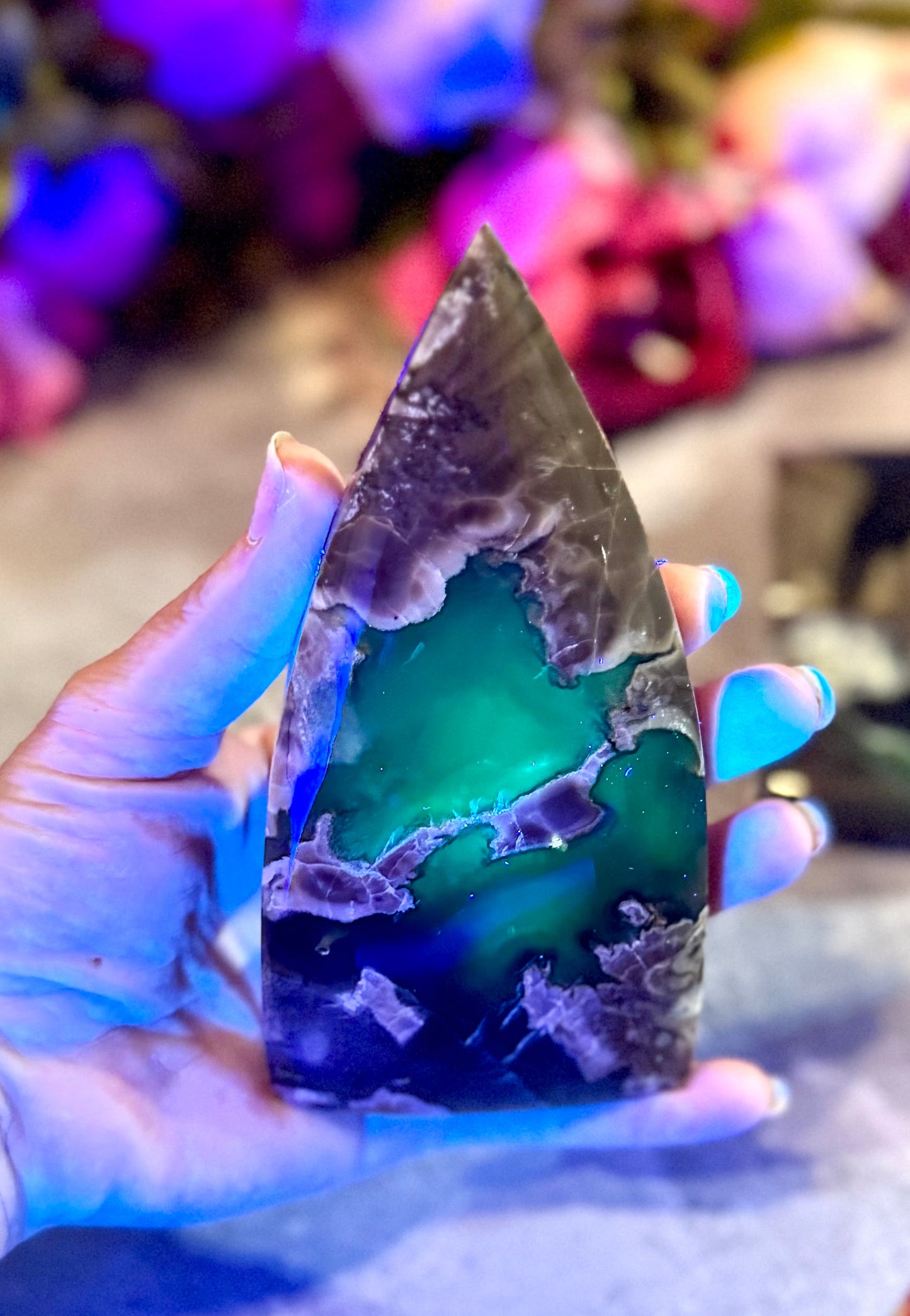 Volcano Agate Teardrop Freeform, UV Fluorescent