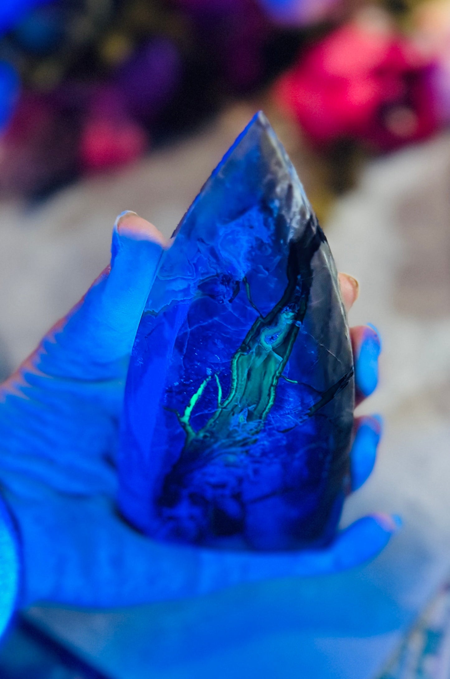 Volcano Agate Teardrop Freeform, UV Fluorescent