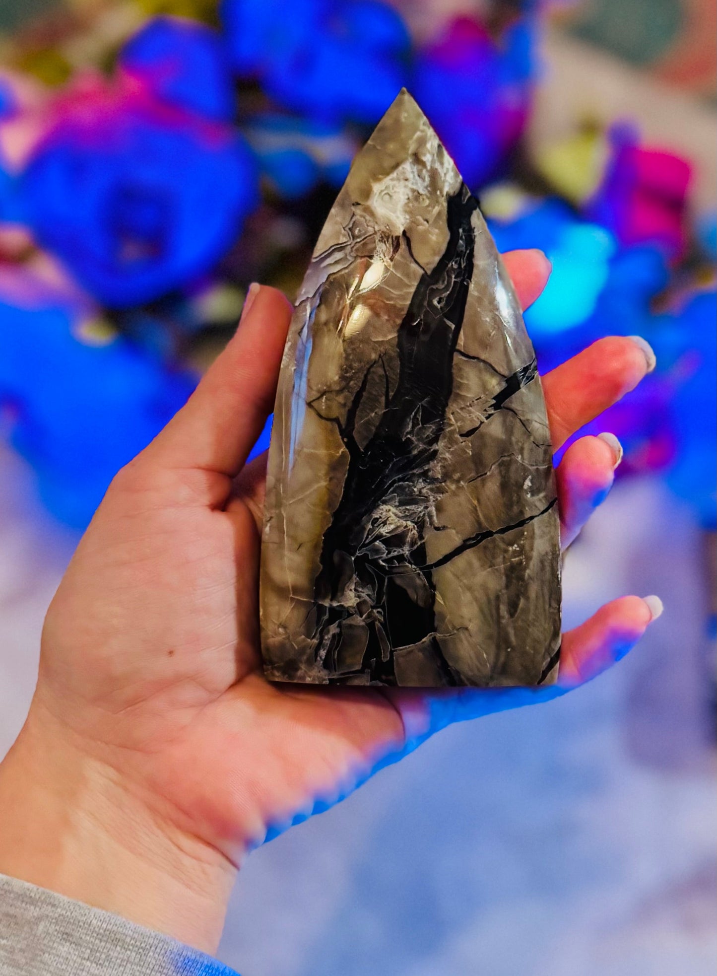 Volcano Agate Teardrop Freeform, UV Fluorescent