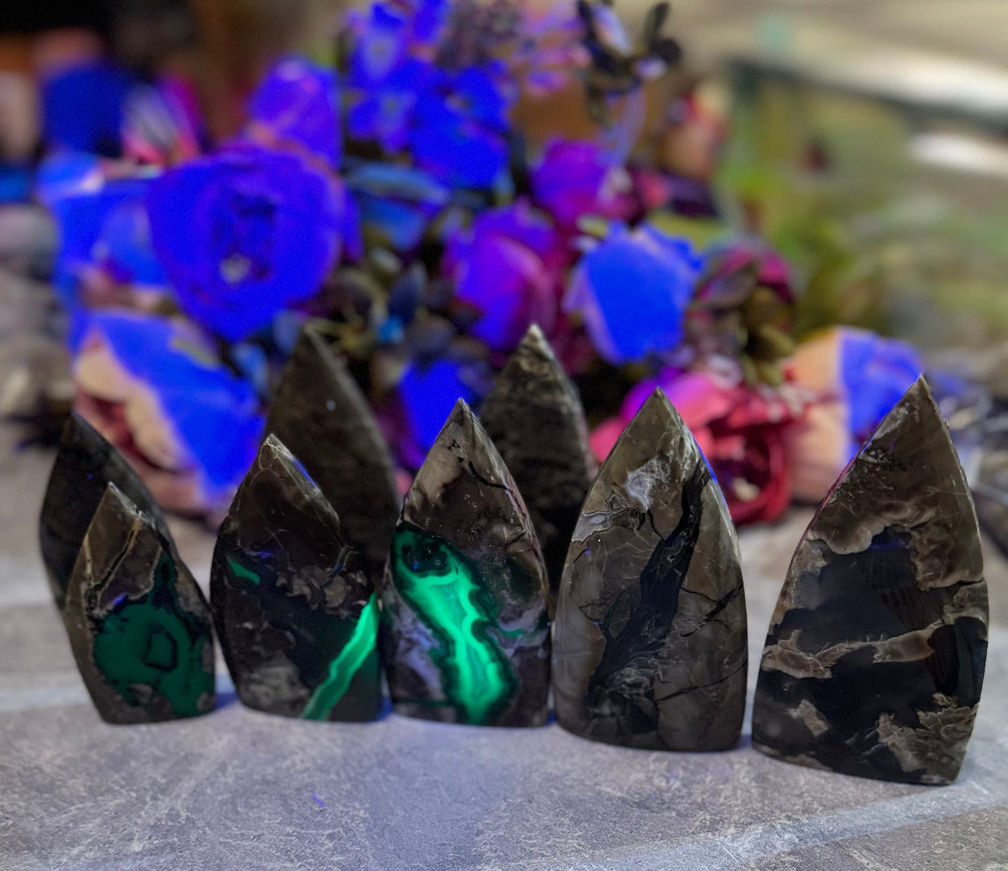 Volcano Agate Teardrop Freeform, UV Fluorescent