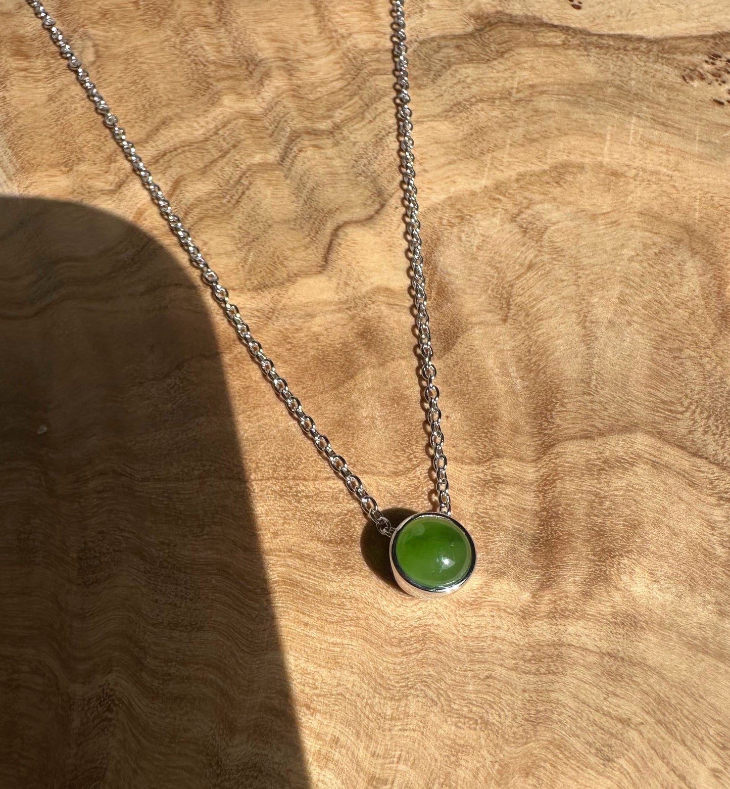 6mm Canadian Jade & Silver Pendant – Natural Green Gemstone Jewelry