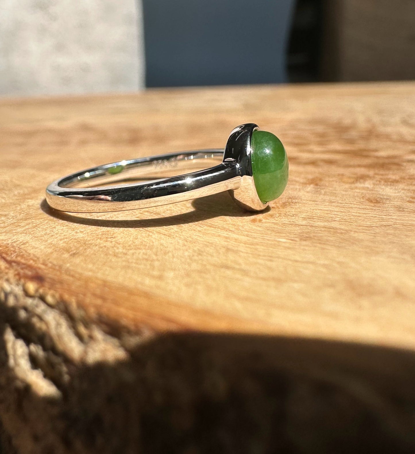 Canadian Jade Silver Ring – Genuine Nephrite Jade, Sterling Setting