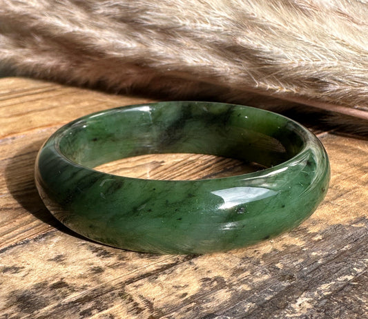 Wide Jade Bangles 15mm – Genuine Nephrite Jade Bracelets, Multiple Sizes
