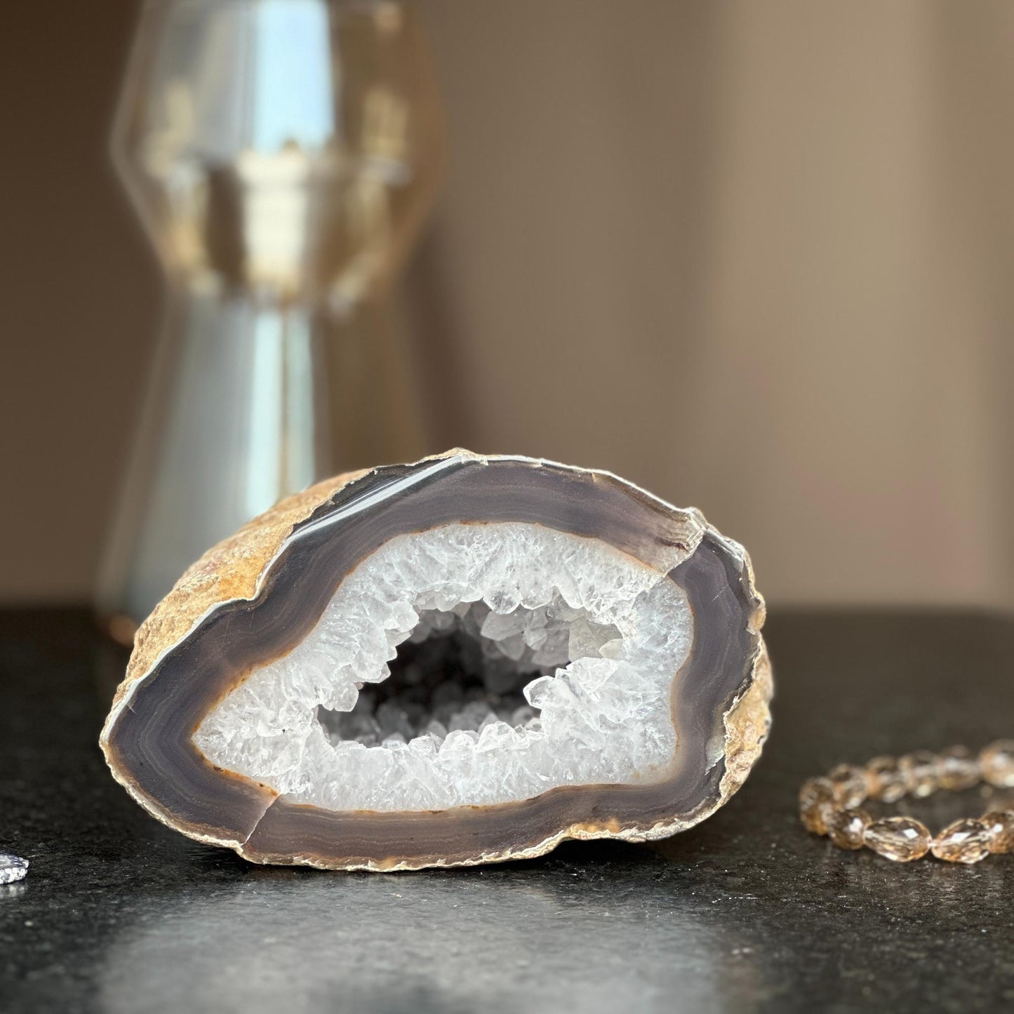 Amethyst and quartz crystals, semi precious rocks