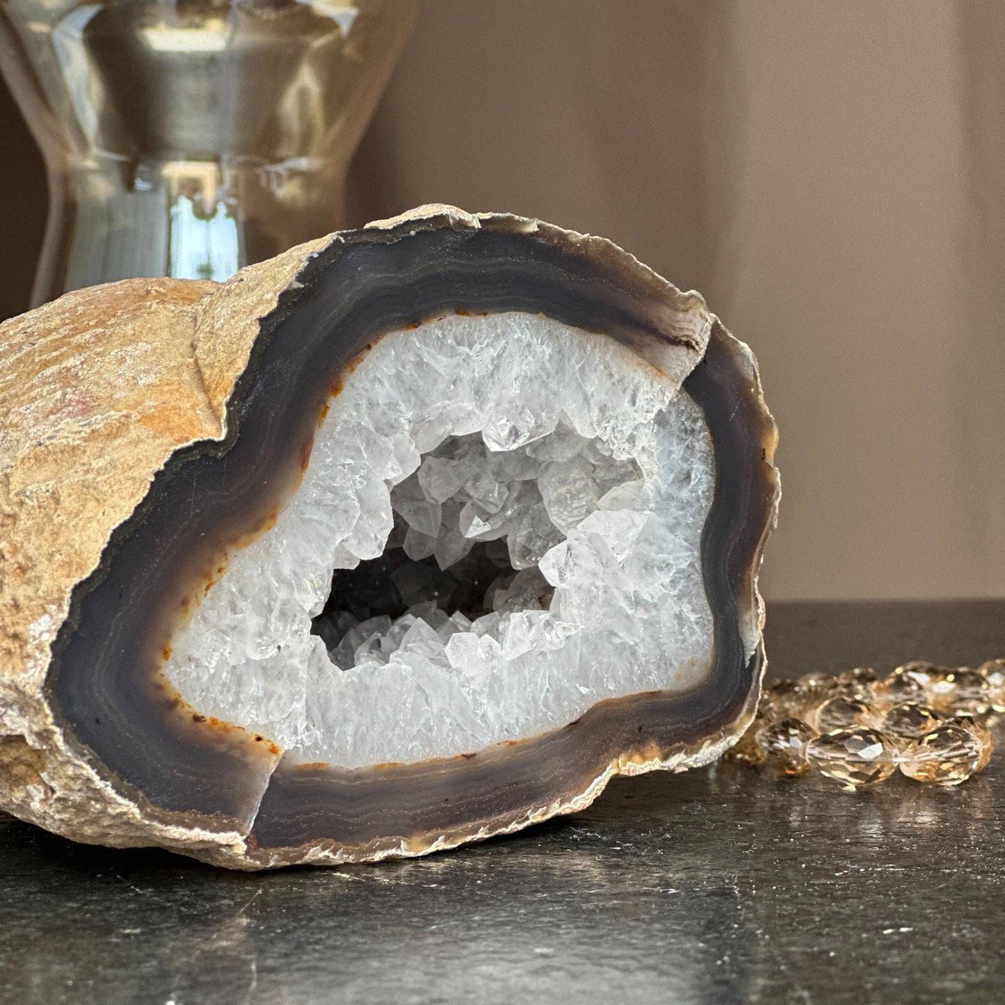 Amethyst and quartz crystals, semi precious rocks