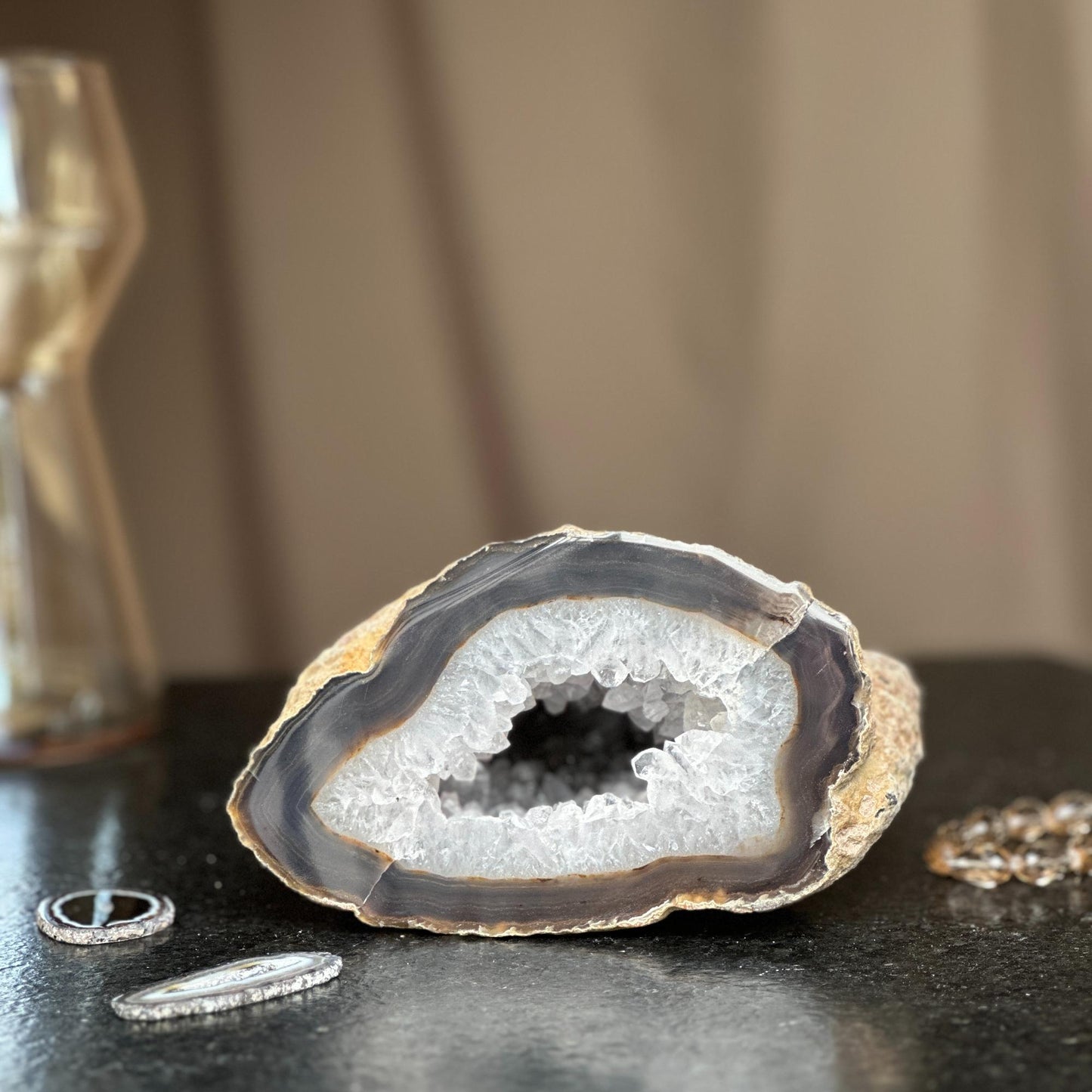 Amethyst and quartz crystals, semi precious rocks