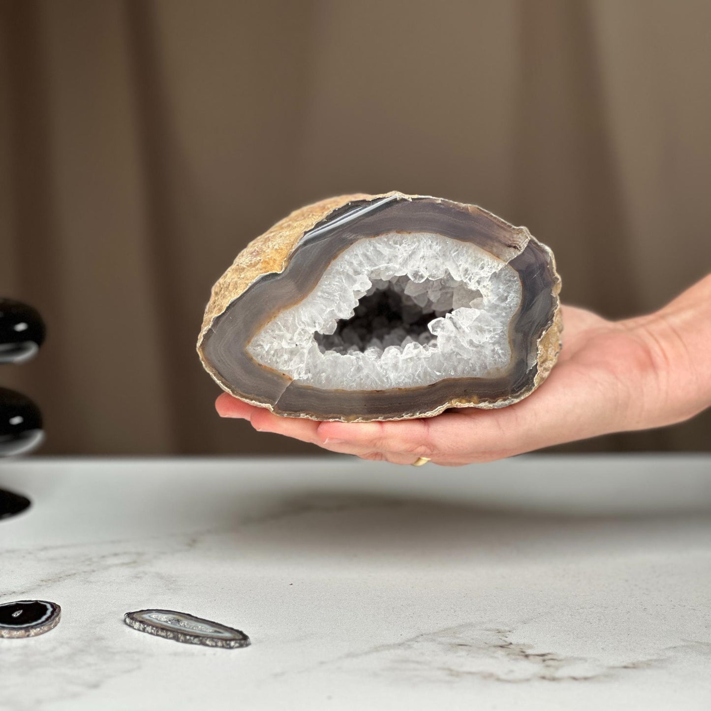 Amethyst and quartz crystals, semi precious rocks