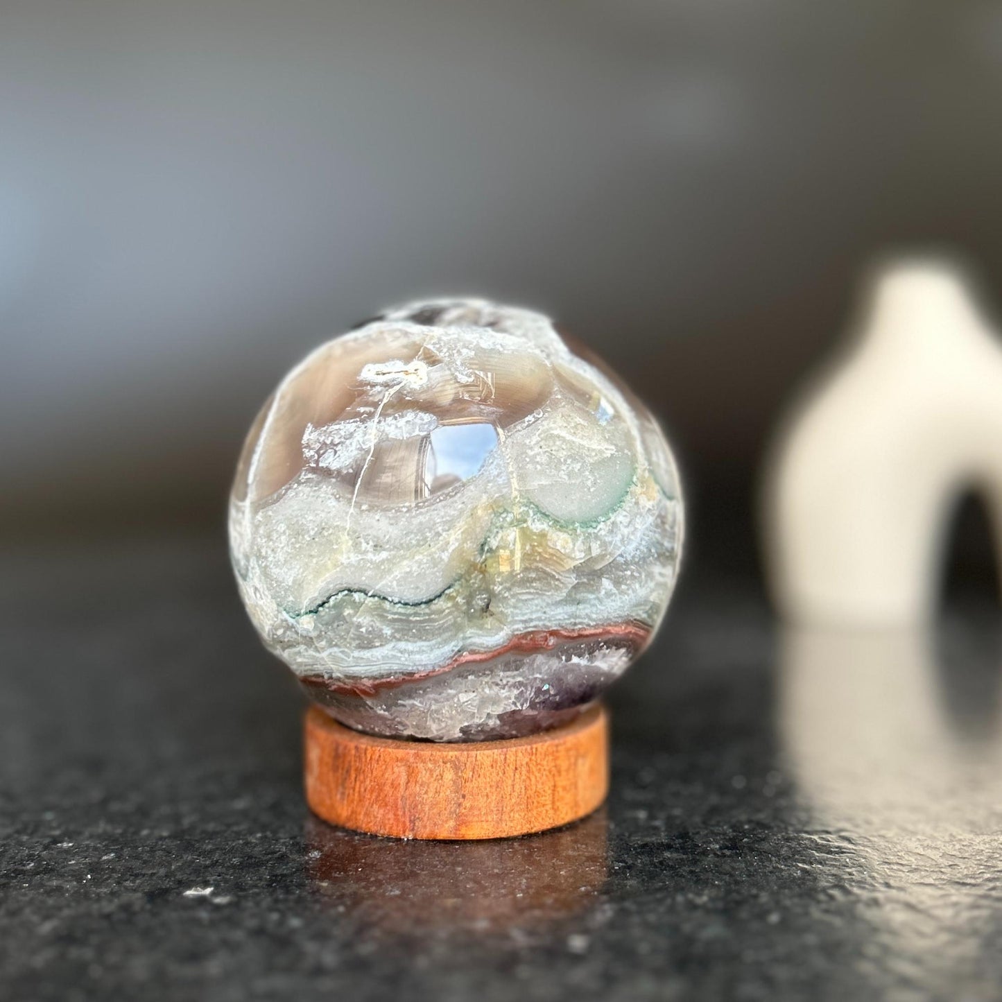 Amethyst , lg Sphere (base included), 1.5 lbs!