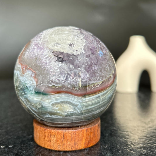 Amethyst Sphere – Large 1.5 lb Crystal Ball with Base