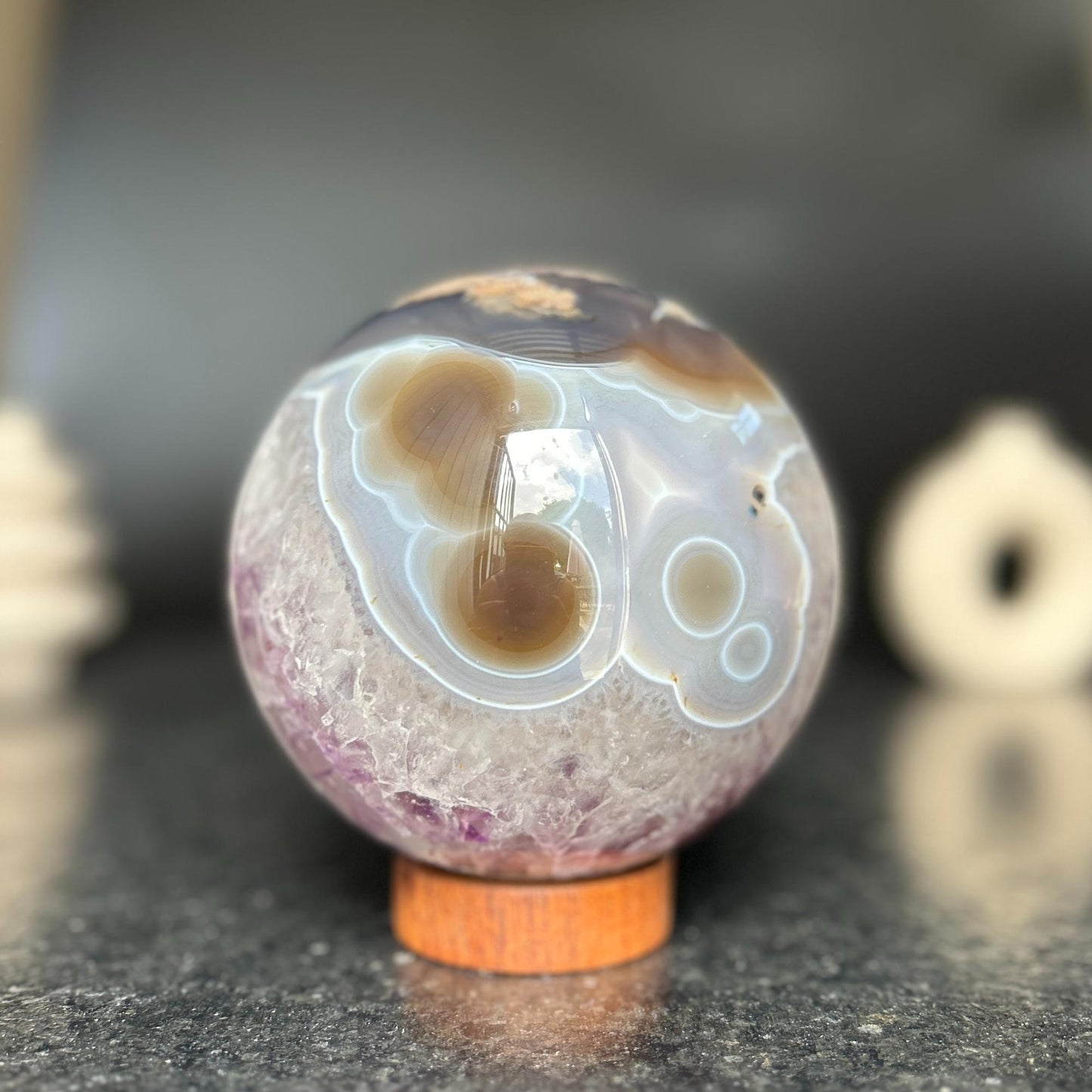 Large Amethyst geode Sphere 4.7+ lbs! , base included