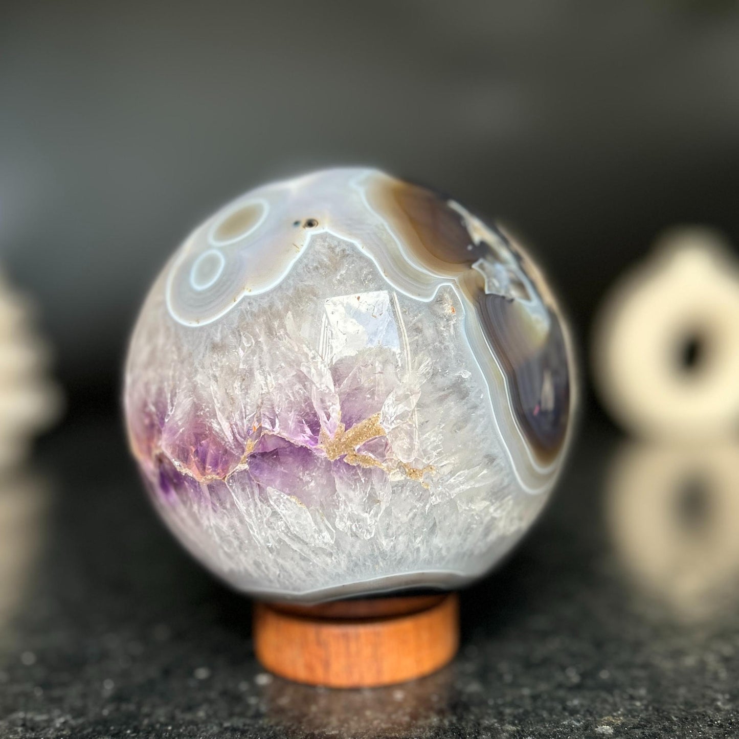 Large Amethyst geode Sphere 4.7+ lbs! , base included