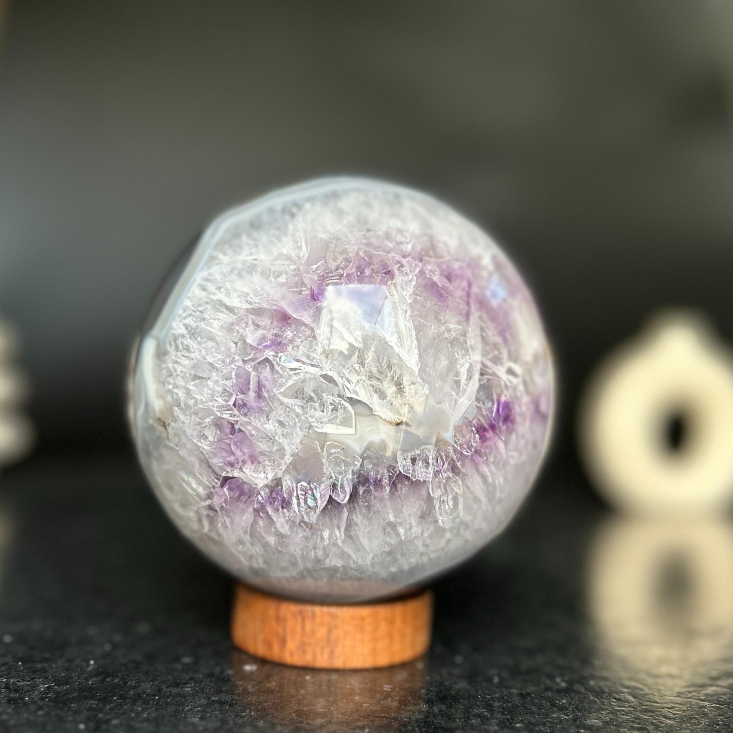 Large Amethyst geode Sphere 4.7+ lbs! , base included