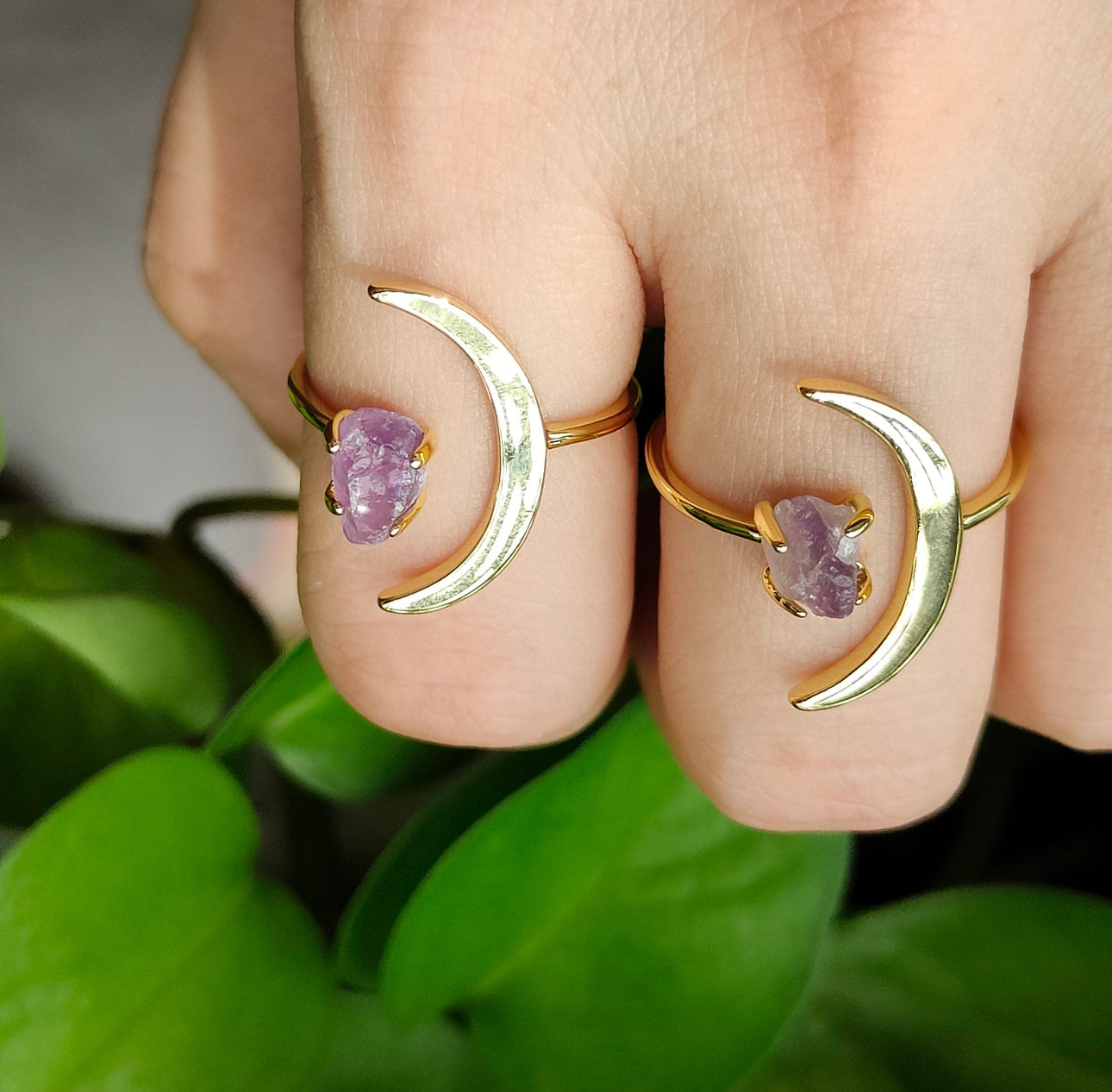 Gold Moon Amethyst Ring