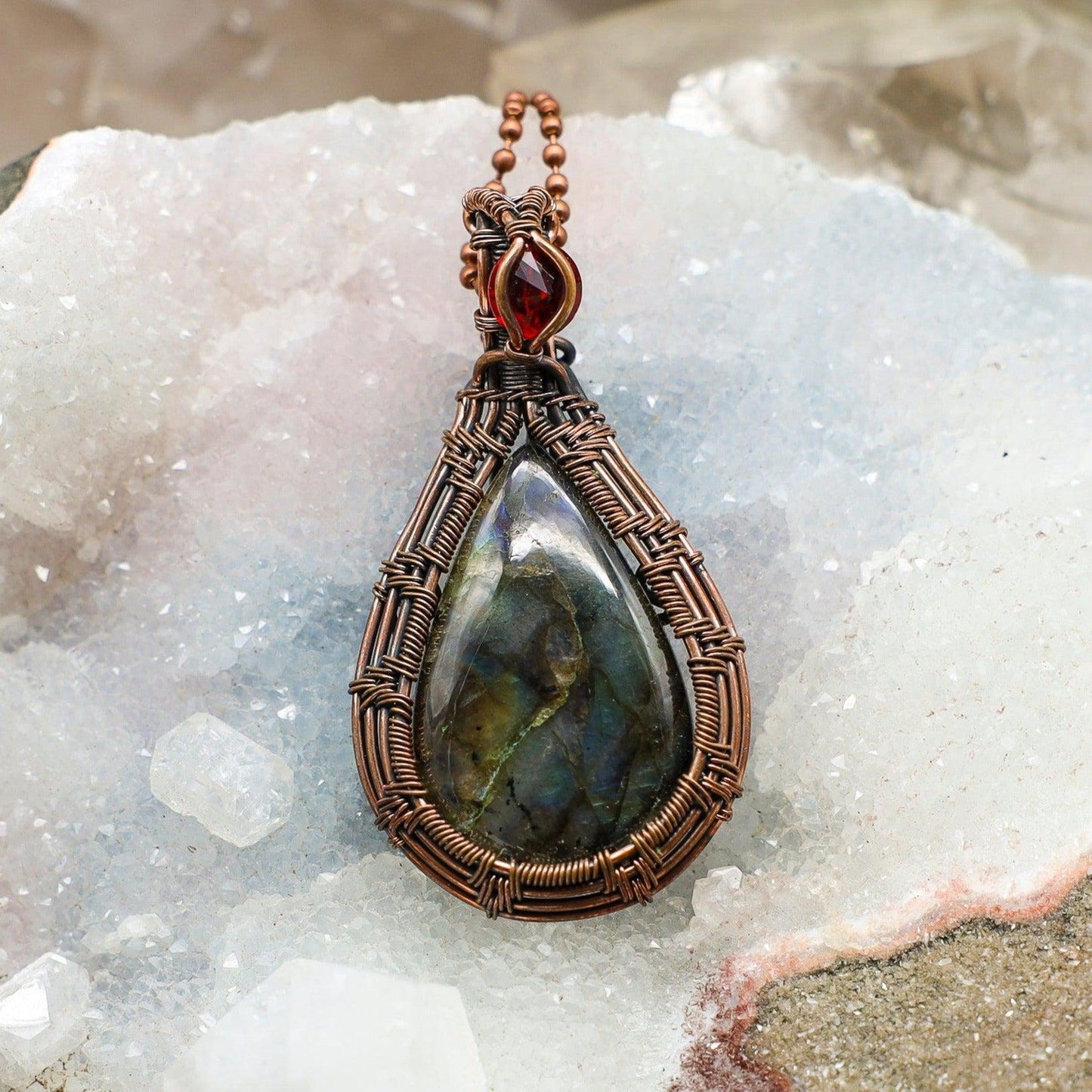 Labradorite Wire Wrap Crystal Pendant