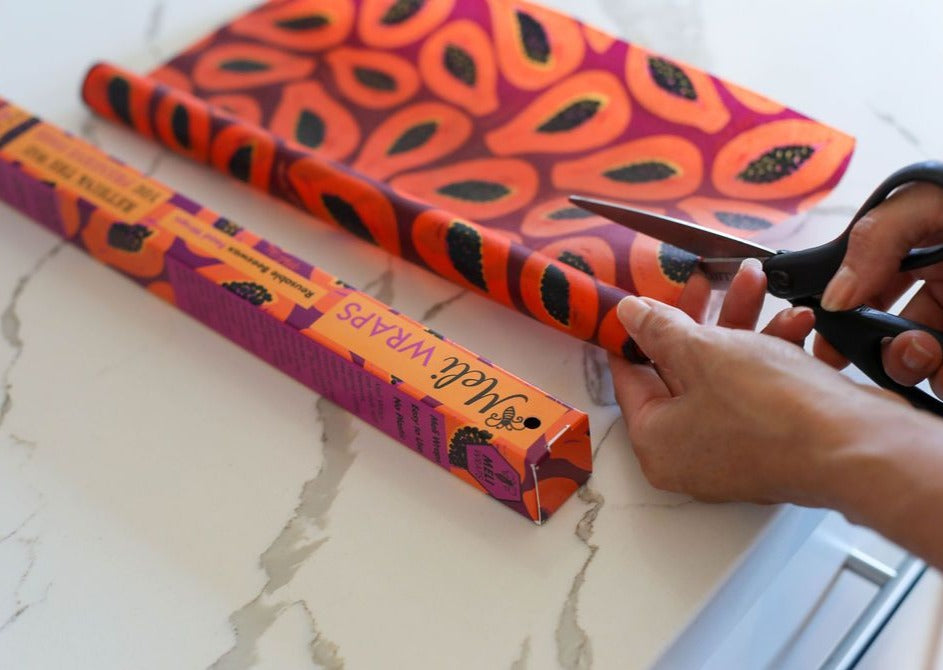 BULK ROLL Beeswax Wrap - Purple Papaya Print