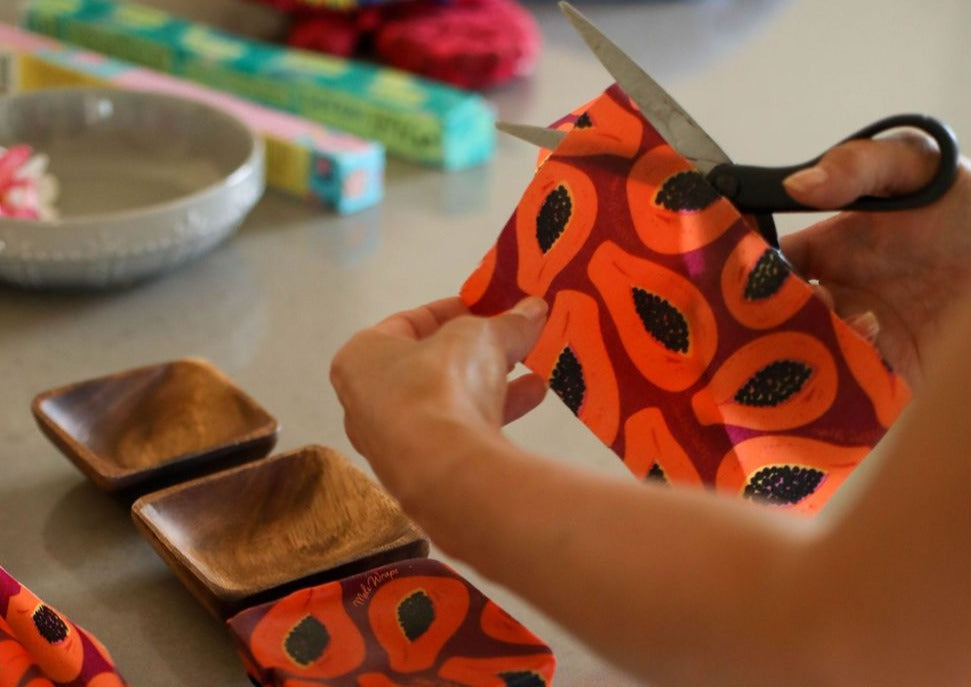 BULK ROLL Beeswax Wrap - Purple Papaya Print