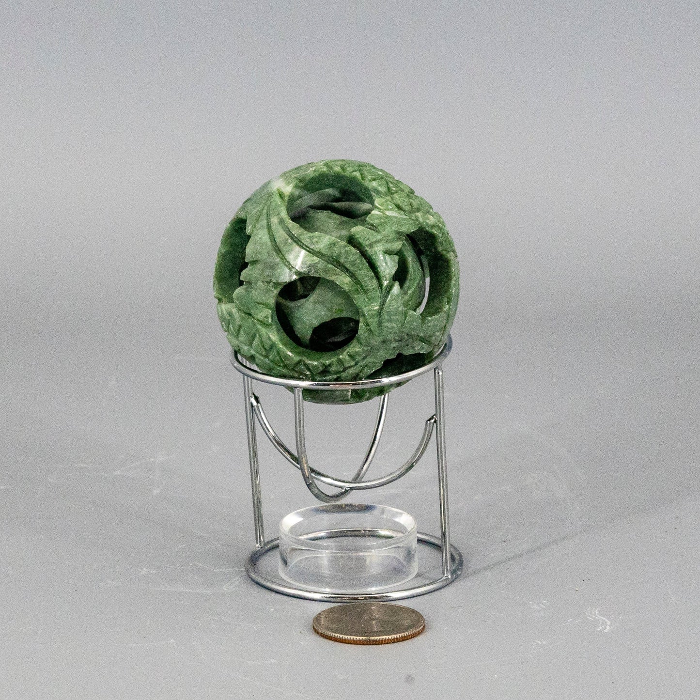 Nephrite Jade 3 Balls in Ball Carving 54mm