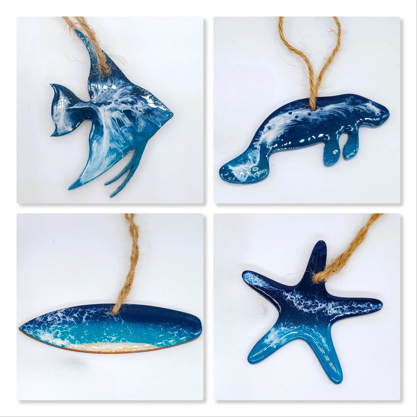 14 Resin & Wood Sealife Ornaments