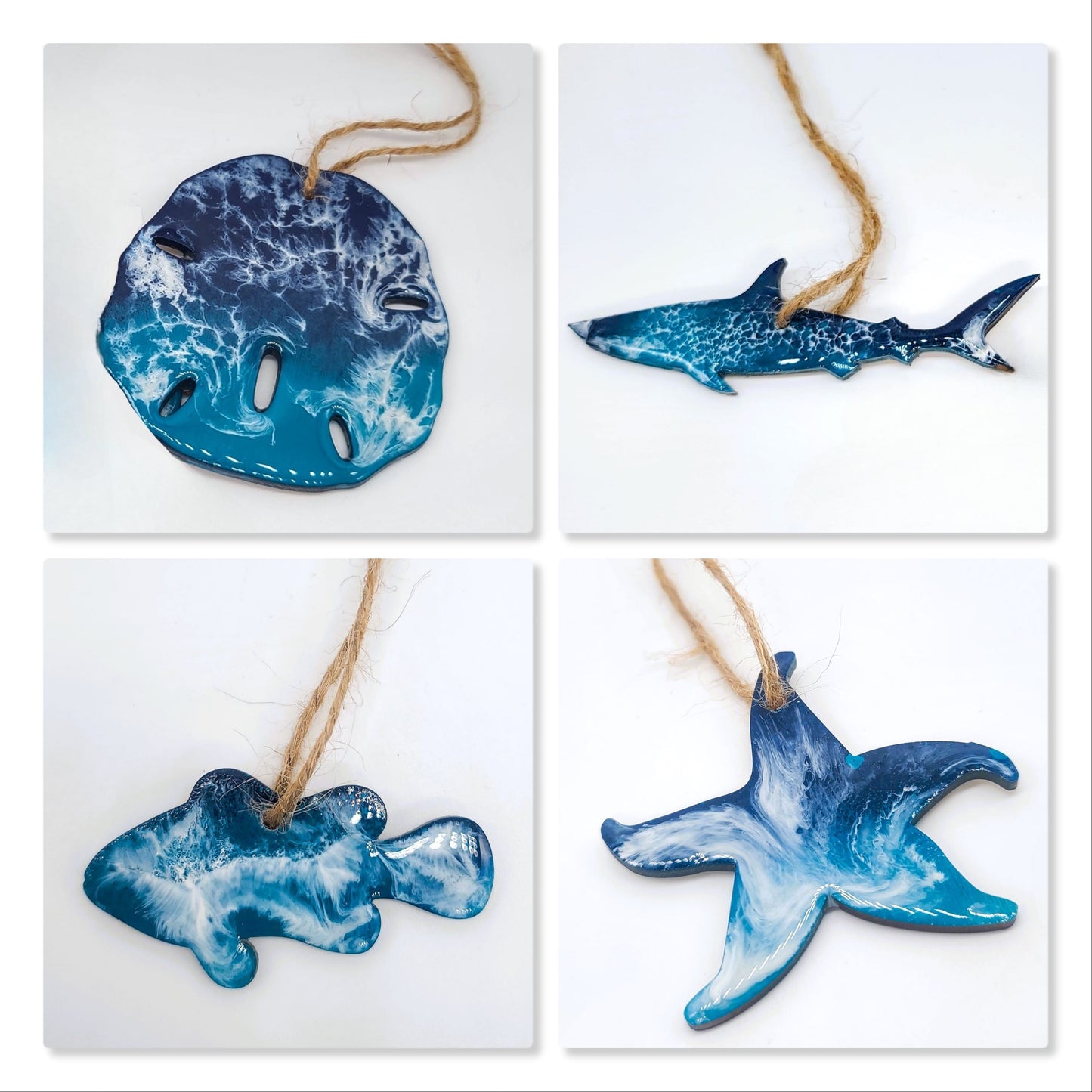 14 Resin & Wood Sealife Ornaments
