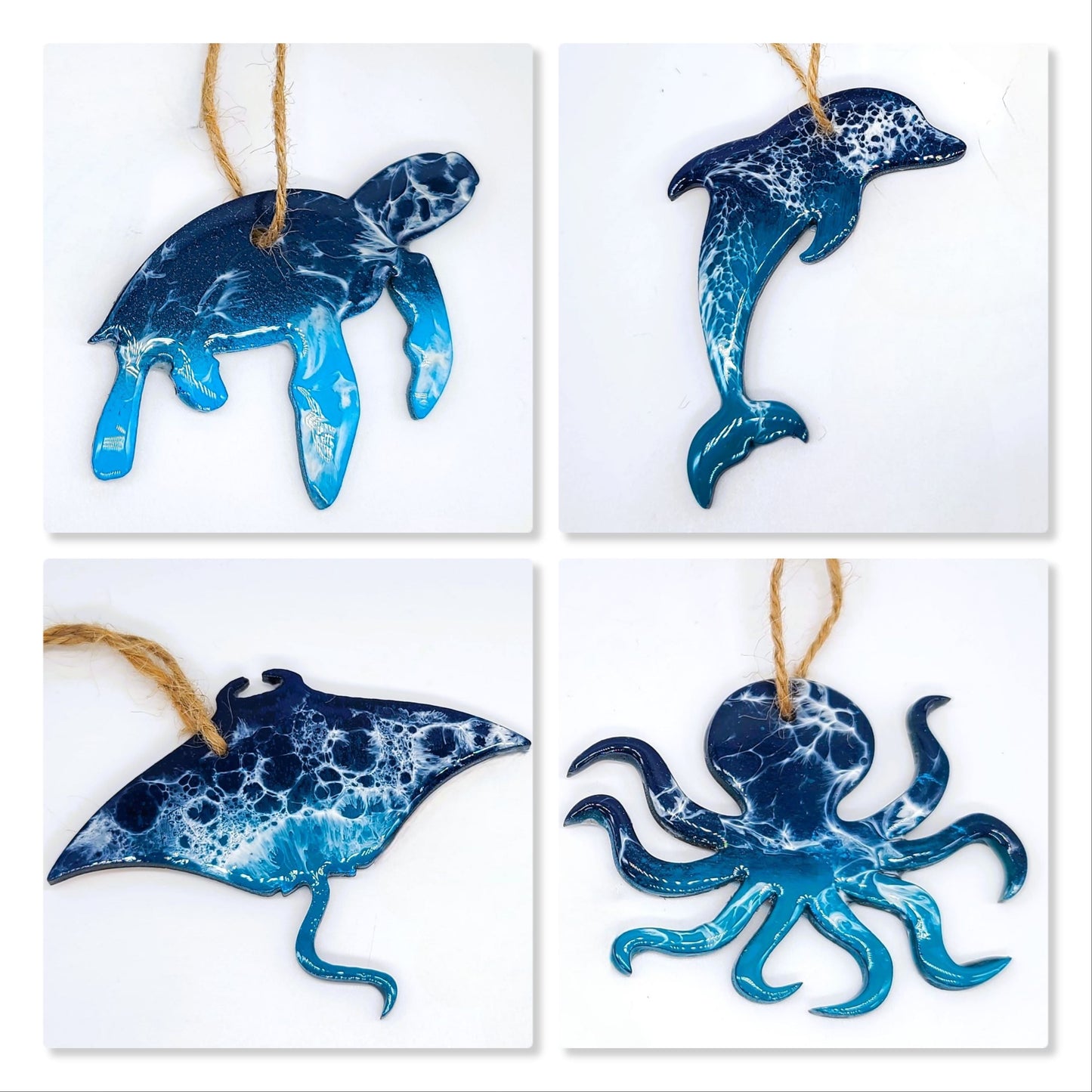 14 Resin & Wood Sealife Ornaments