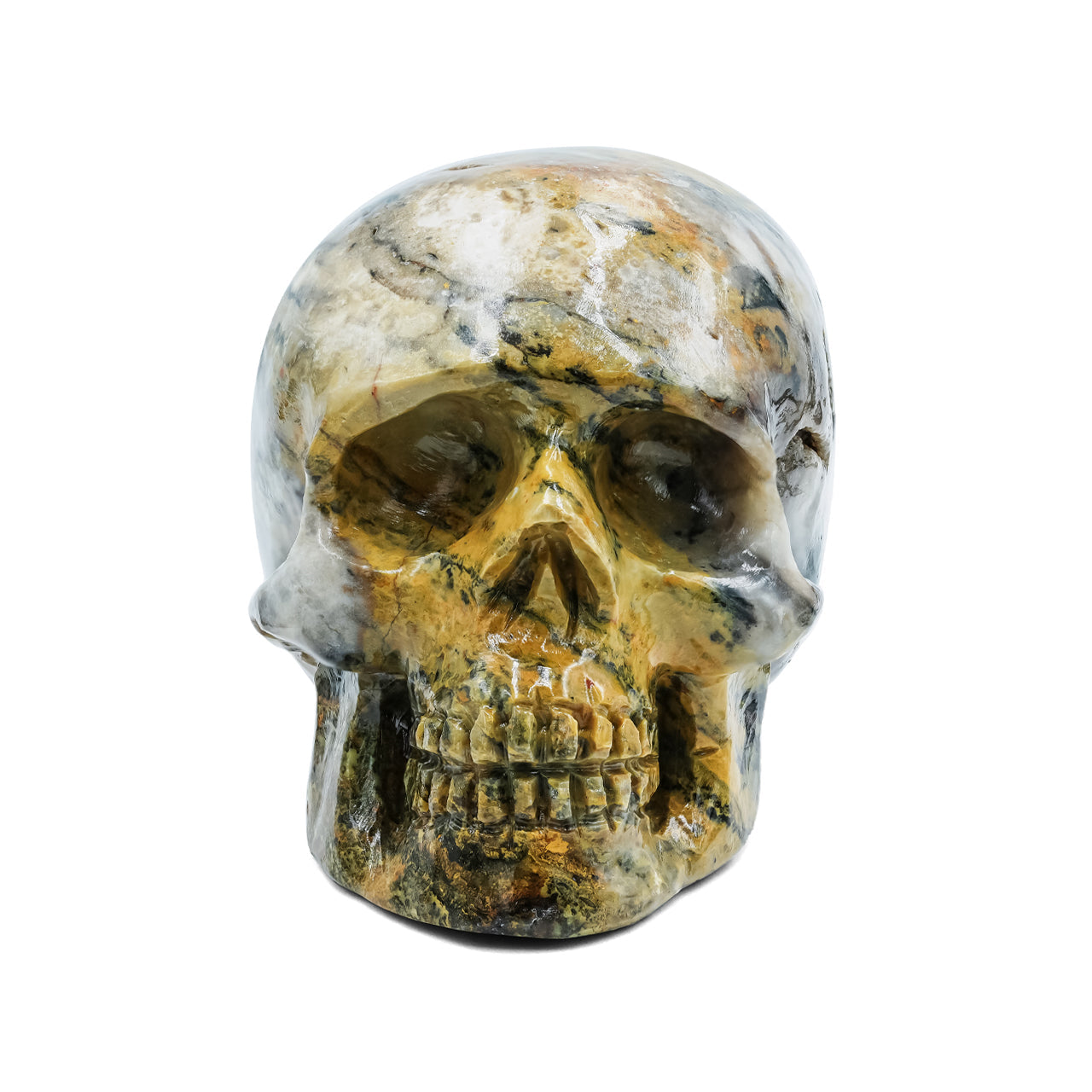 Hand-Carved Bumblebee Jasper Skull 2,550 cts - 1 Piece