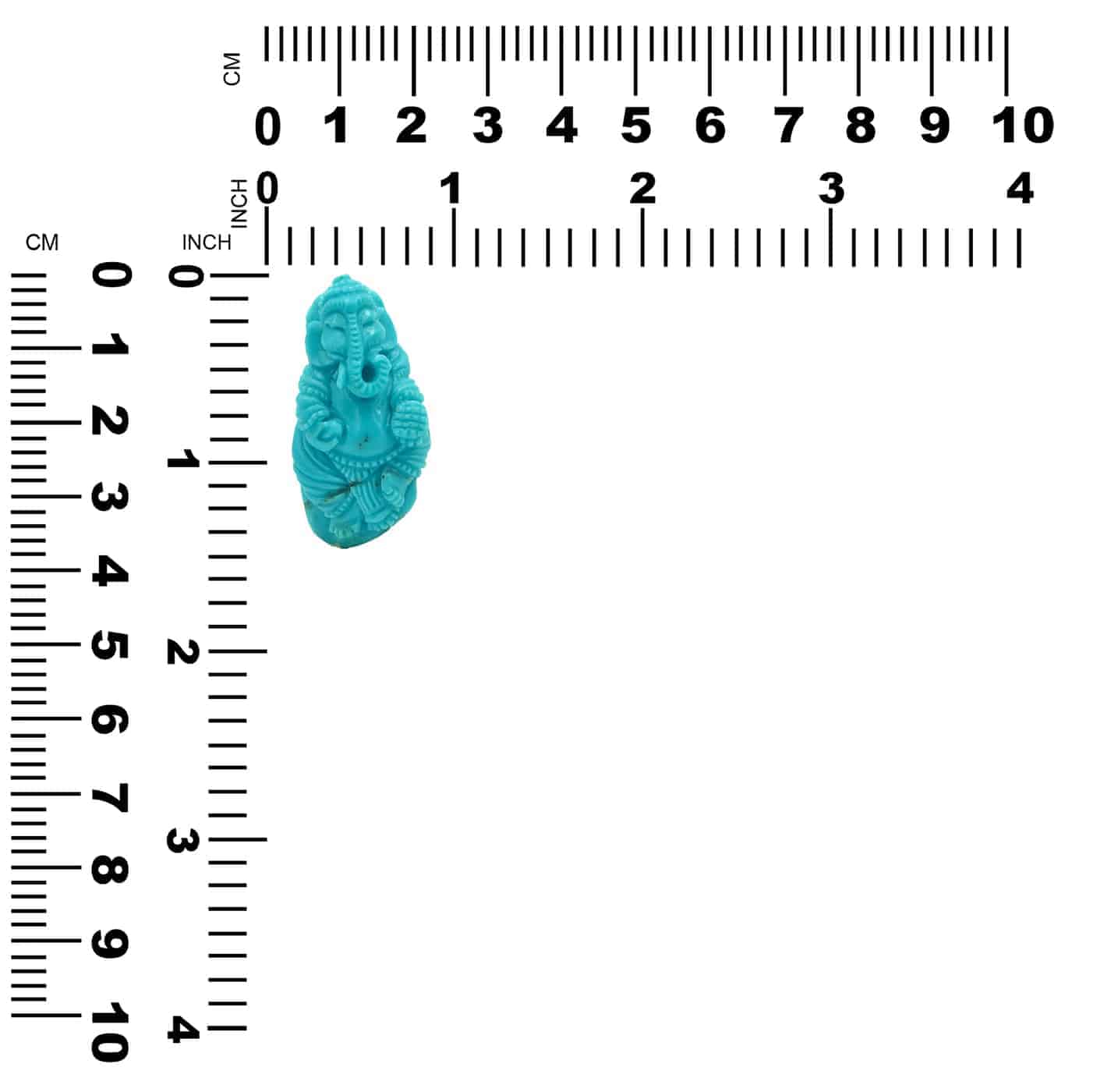 Hand Carved Turquoise Ganesh 50ct - 1 Piece