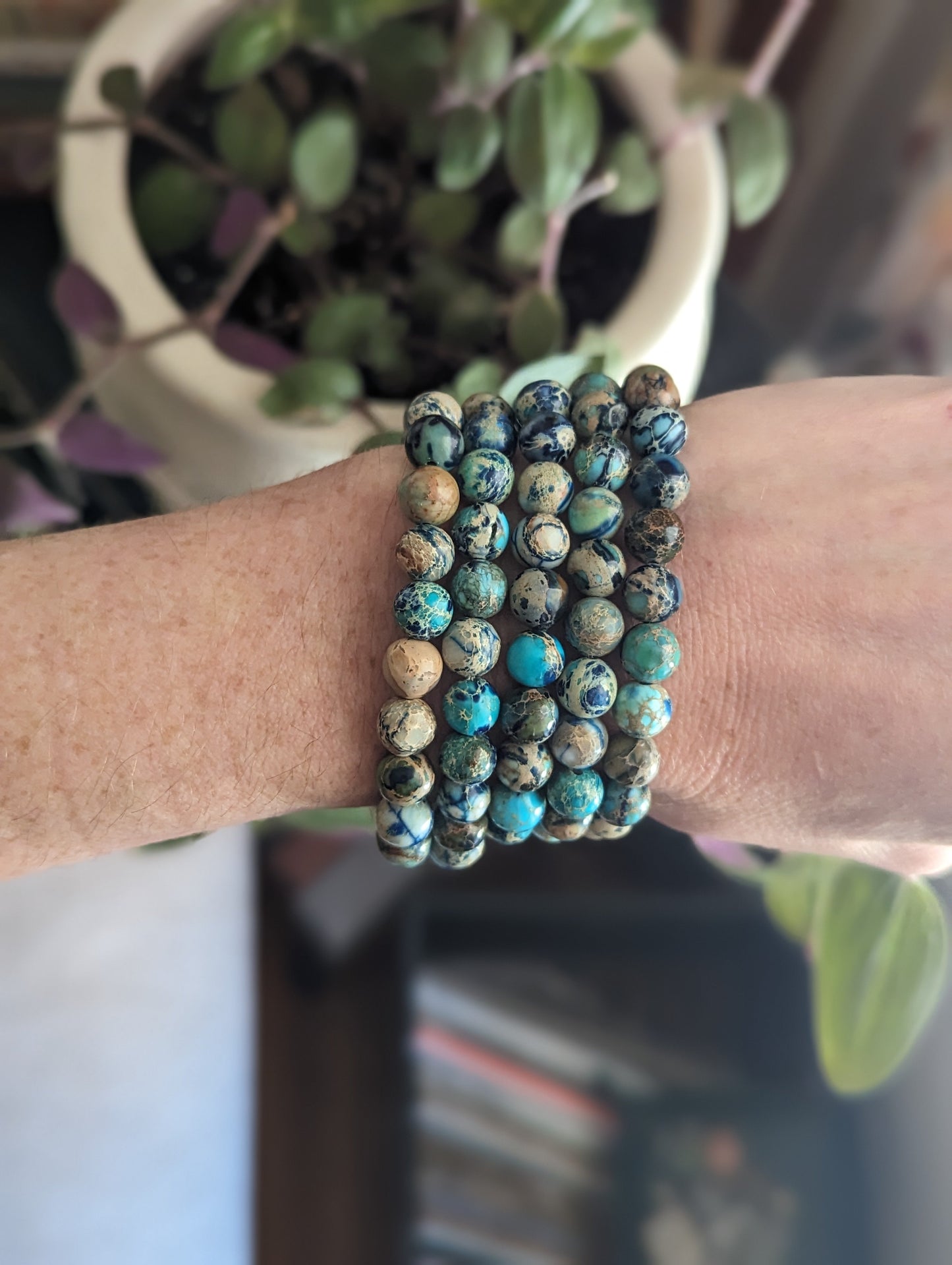 Blue Sea Sediment Jasper Bracelets (Various Sizes Available)
