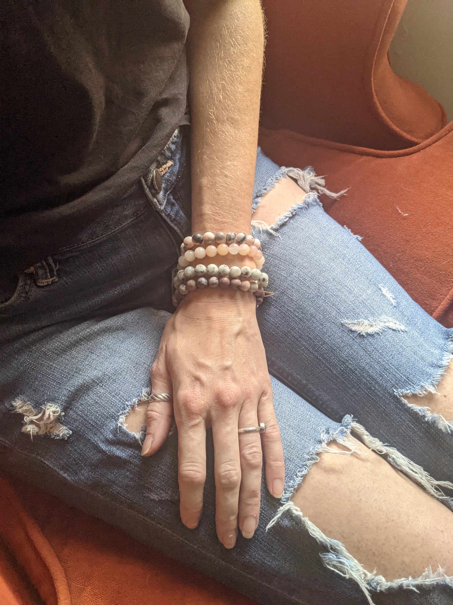 Pink Zebra Jasper Bracelet (Various Sizes Available)