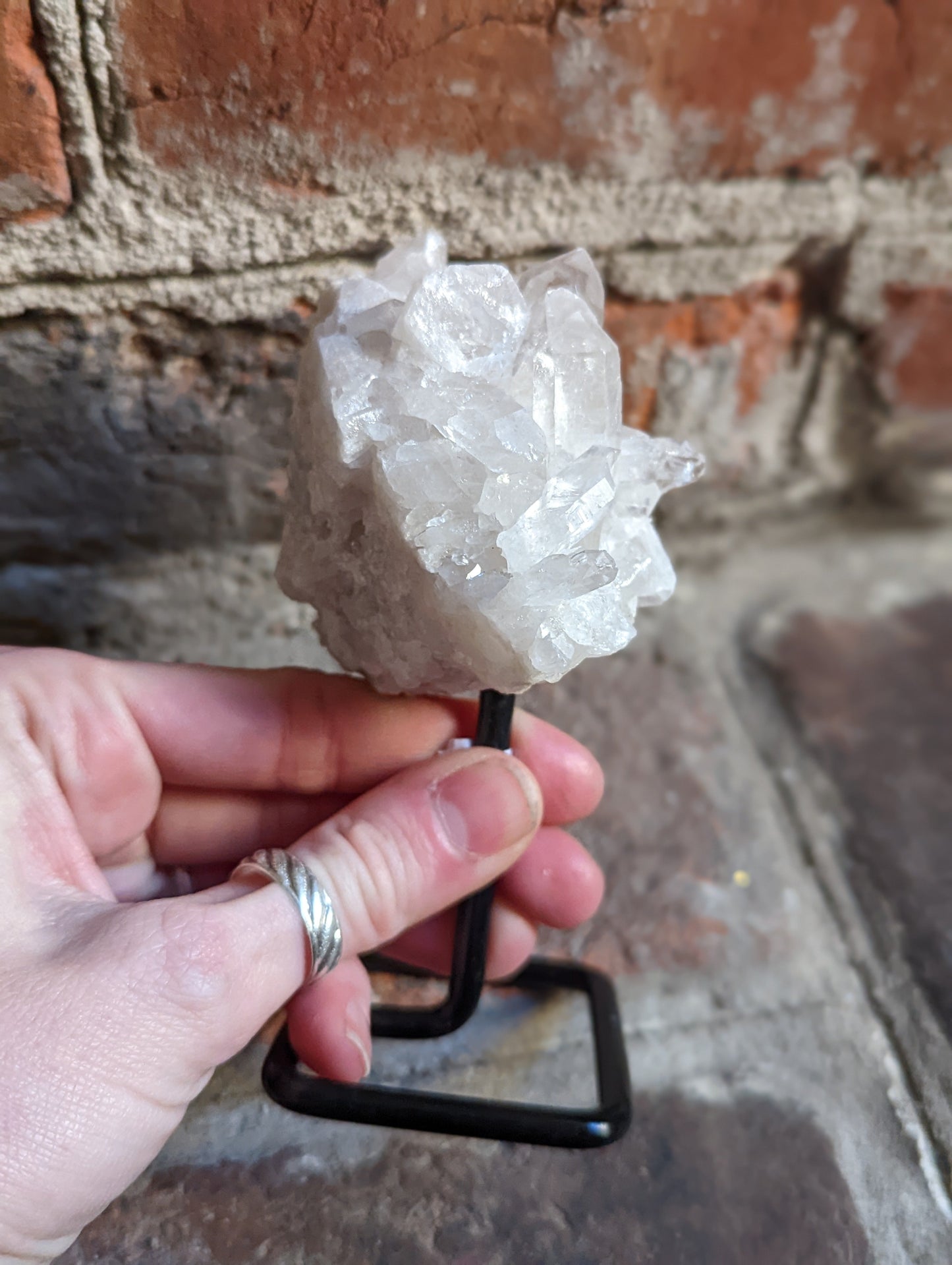 Small Raw Crystals on Metal Stand