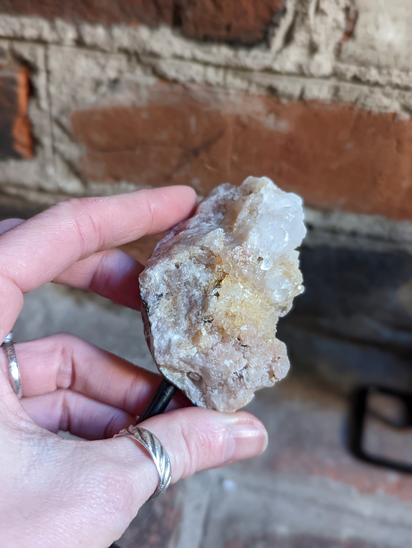 Small Raw Crystals on Metal Stand