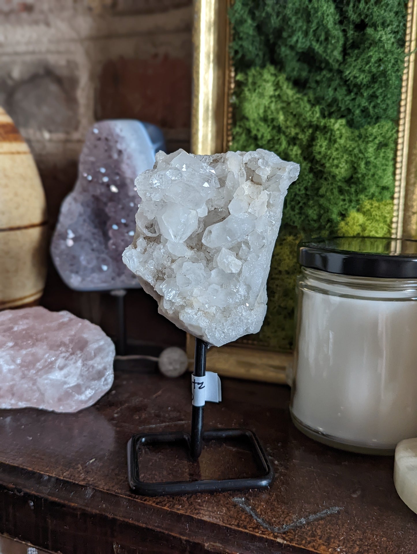 Small Raw Crystals on Metal Stand