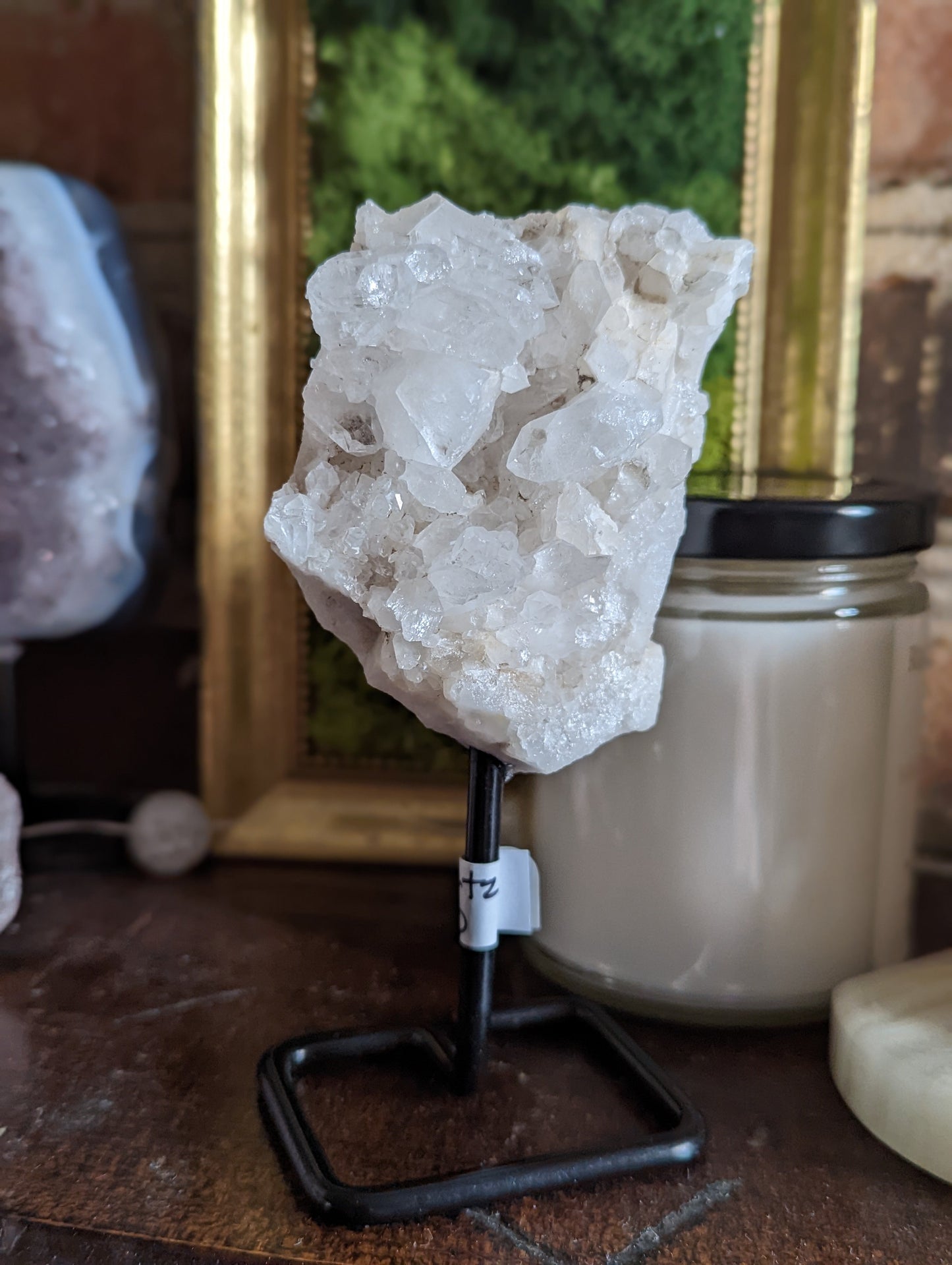 Small Raw Crystals on Metal Stand