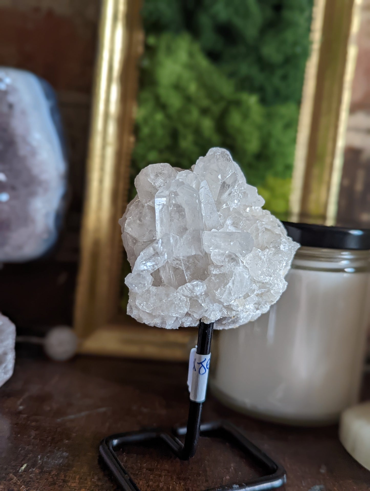 Small Raw Crystals on Metal Stand