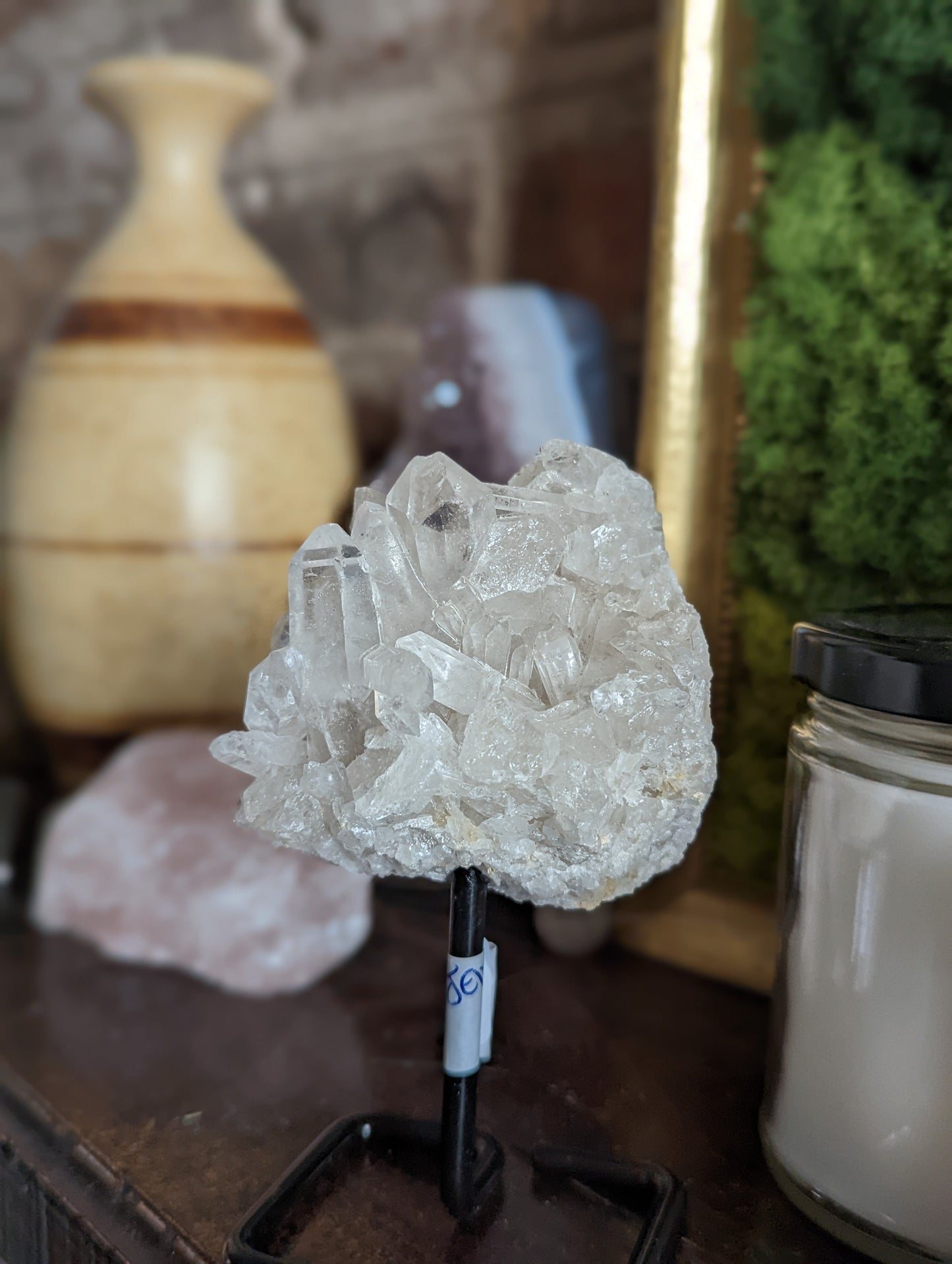 Small Raw Crystals on Metal Stand