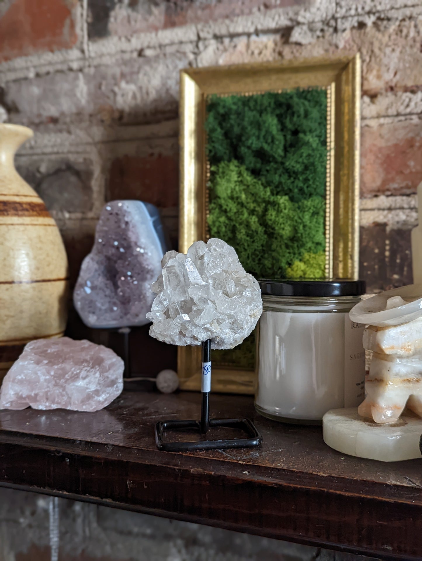 Small Raw Crystals on Metal Stand