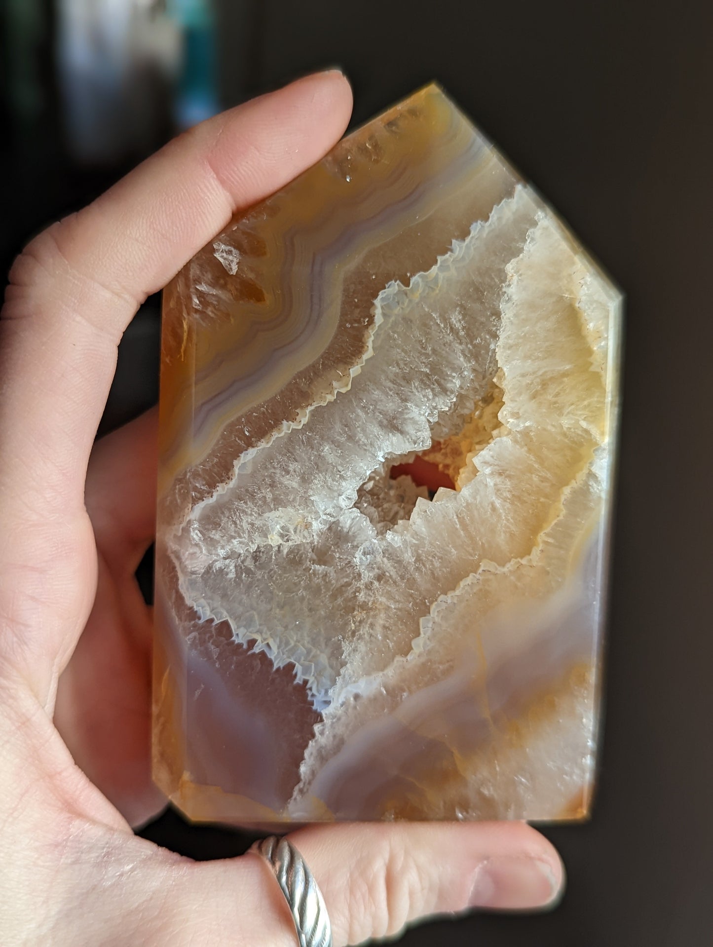 Geode Tower with Druzy Pocket Polished - Caramel Color