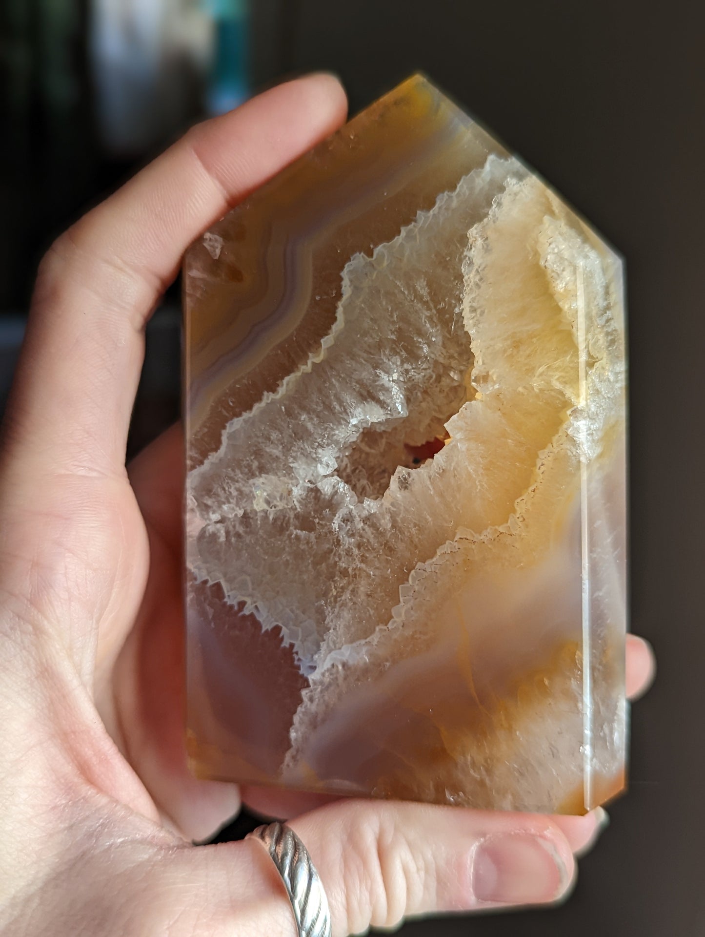Geode Tower with Druzy Pocket Polished - Caramel Color