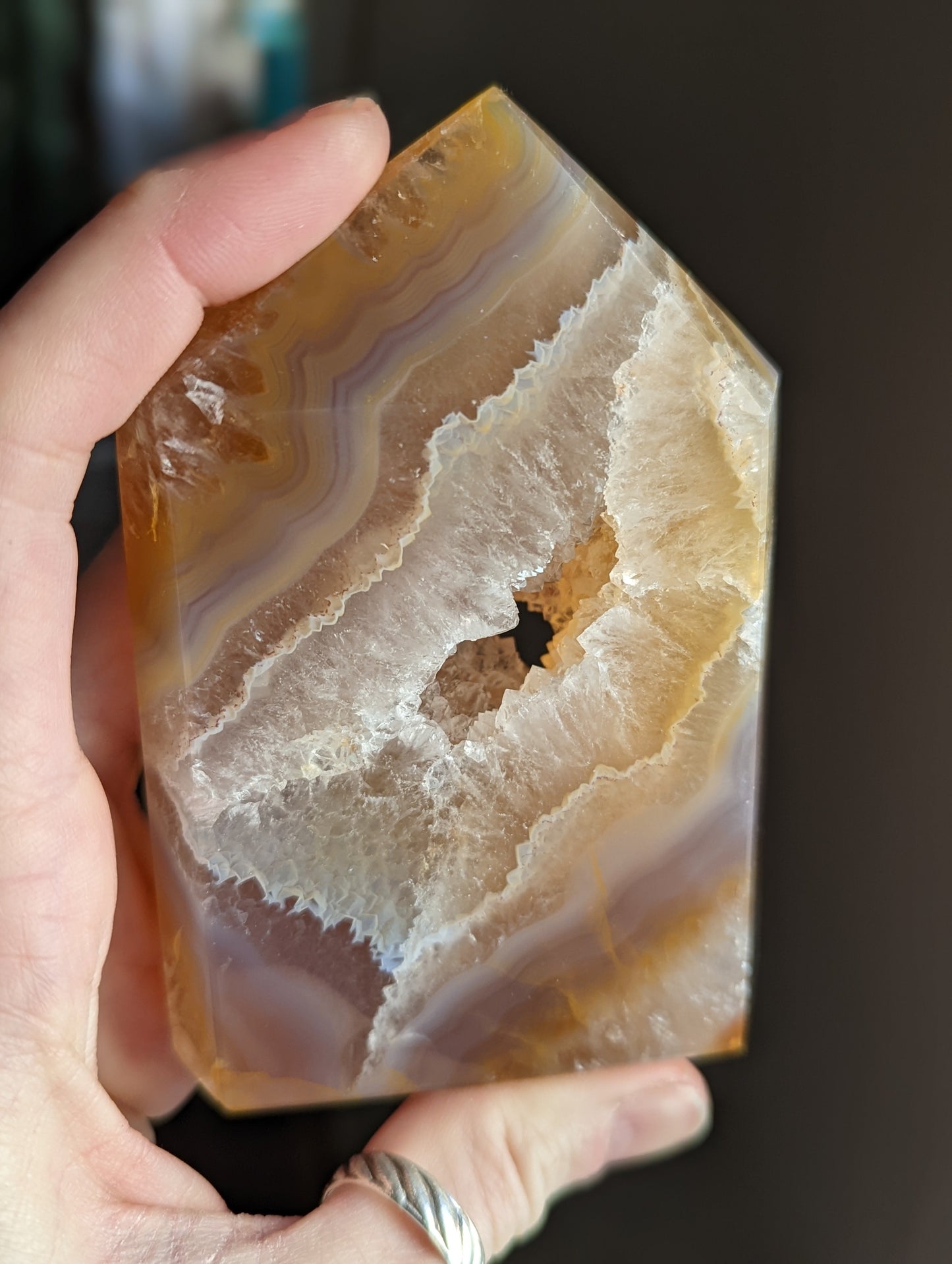 Geode Tower with Druzy Pocket Polished - Caramel Color