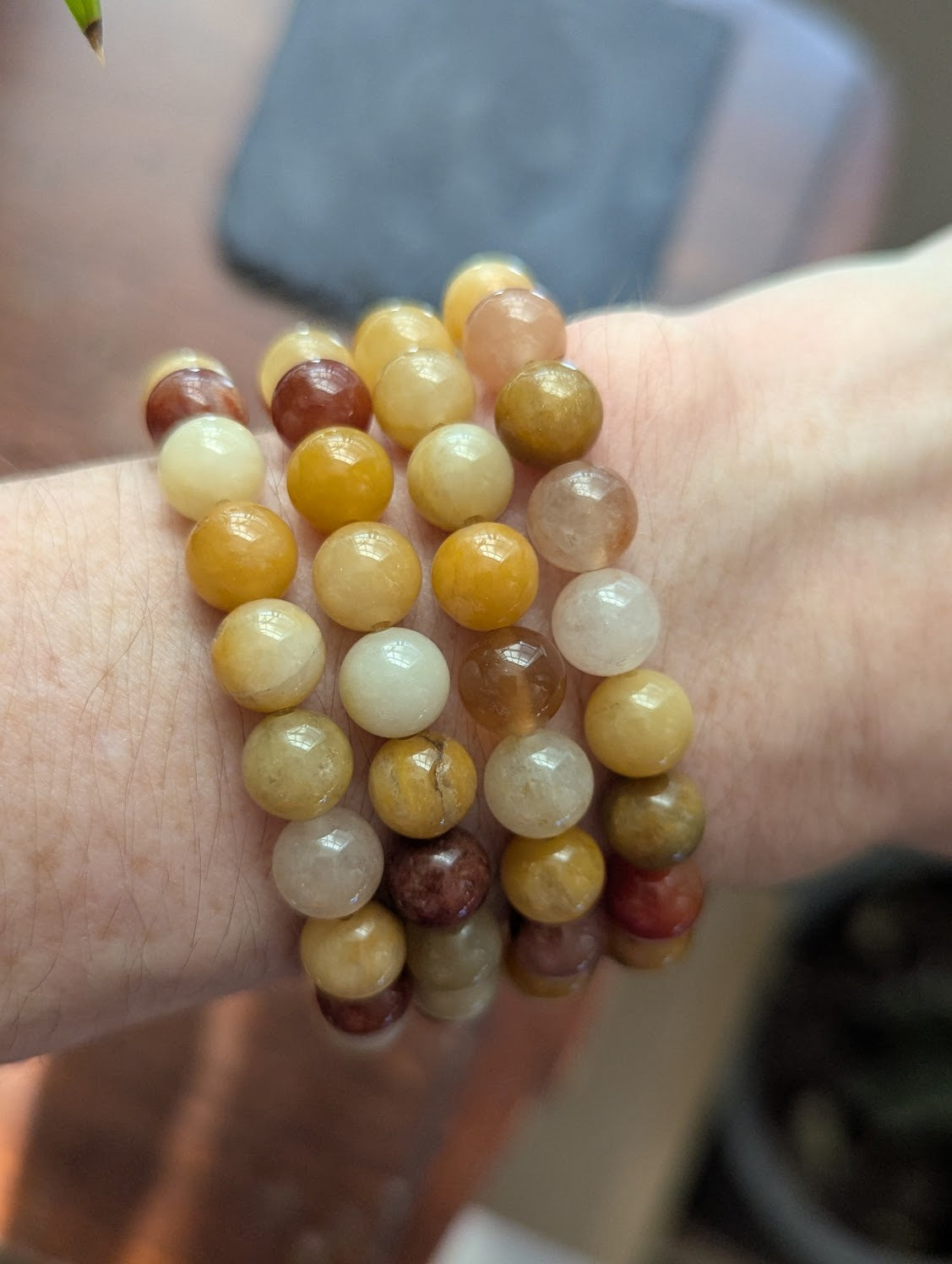 Yellow and Red Jade Bracelet (Various Sizes Available)