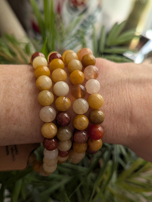 Yellow and Red Jade Bracelet (Various Sizes Available)